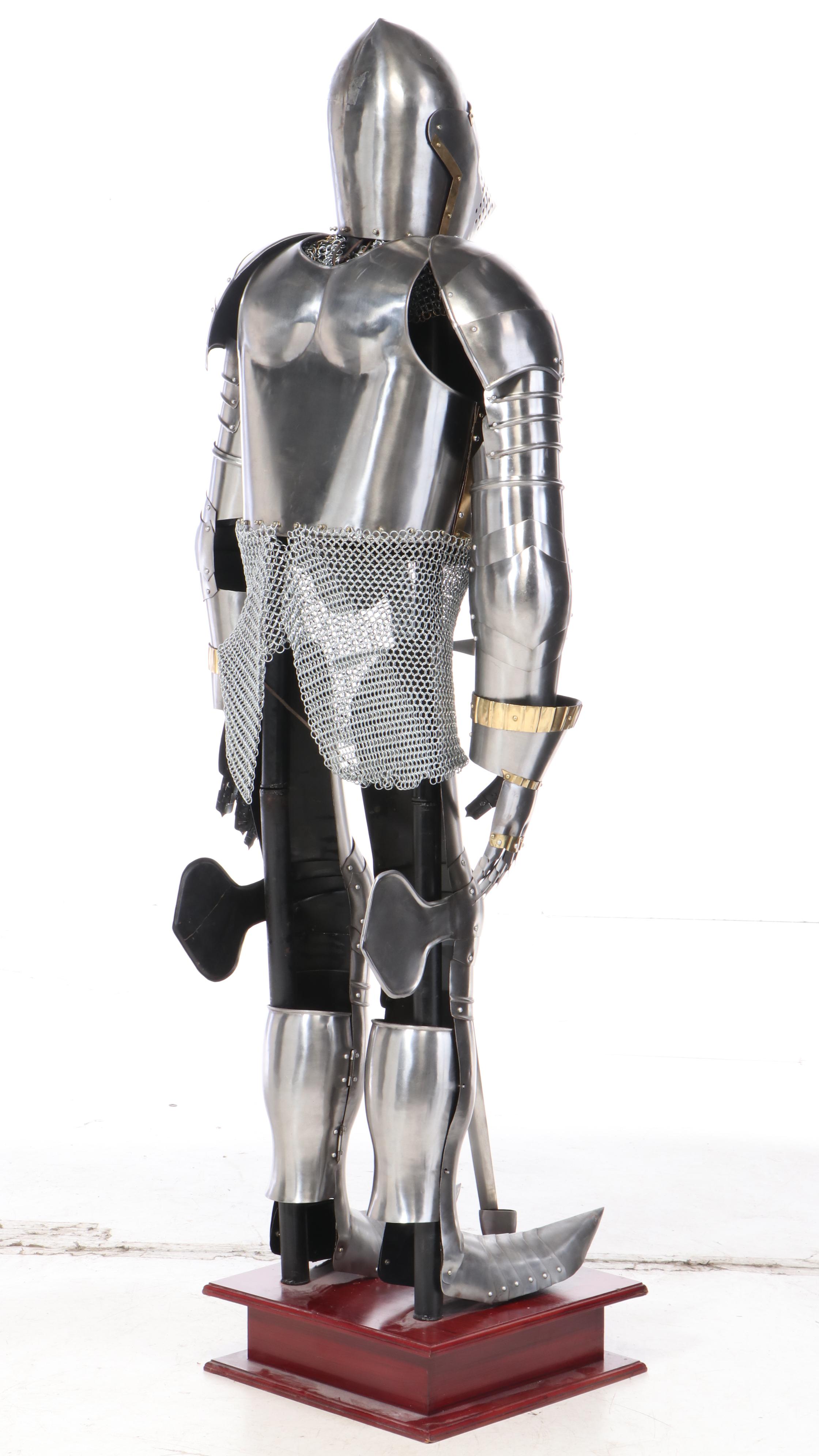 Steel and Brass Suit of Armor with Sword and Shield