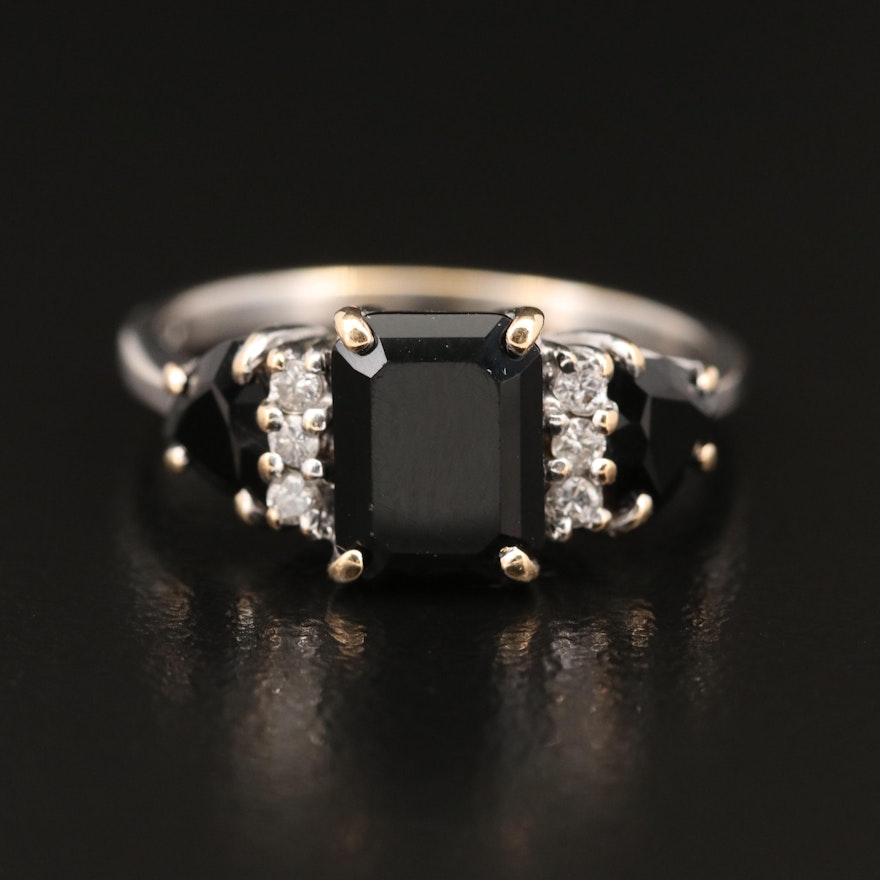 14K Black Onyx and Diamond Ring