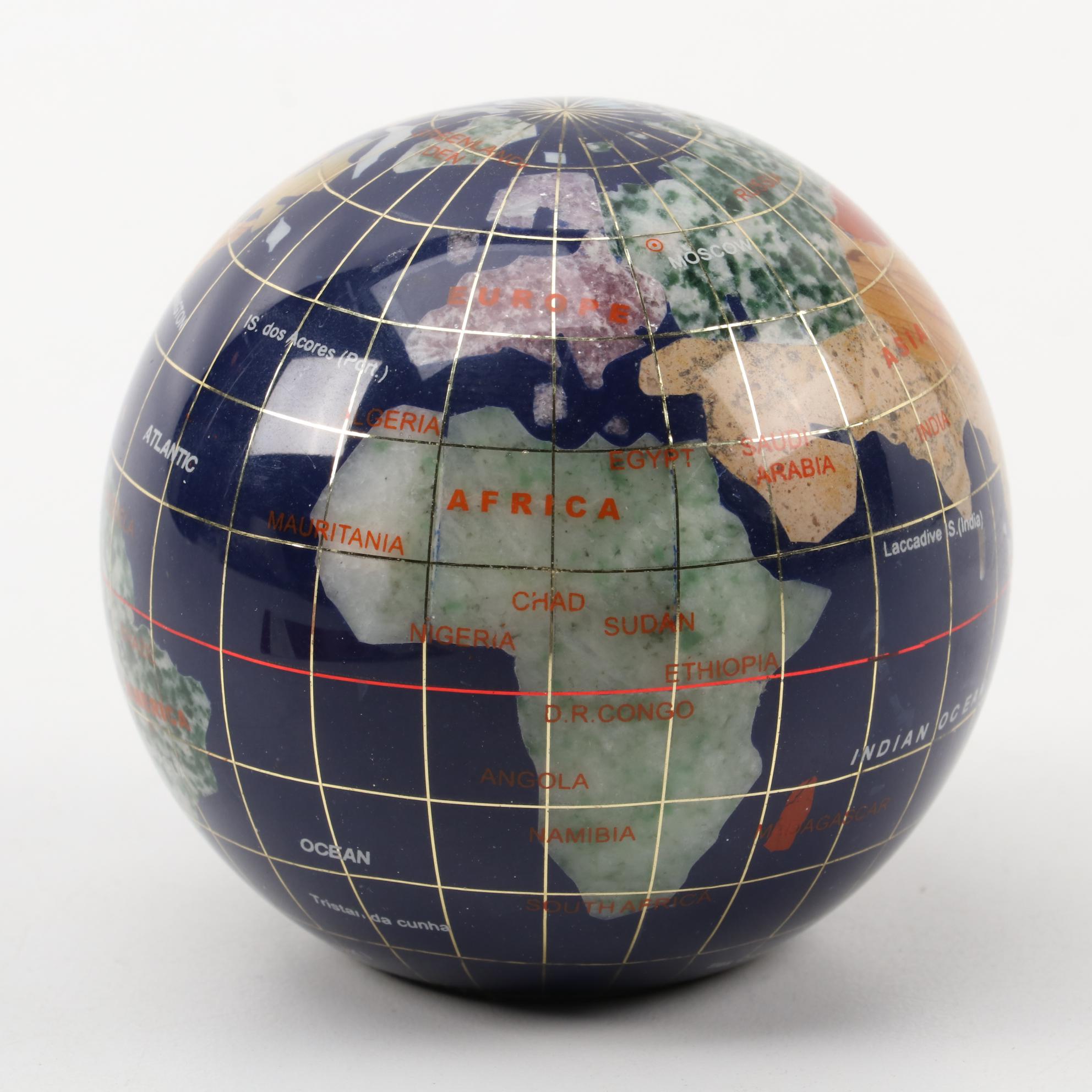 Gemstone Globe Paperweight Desktop Décor