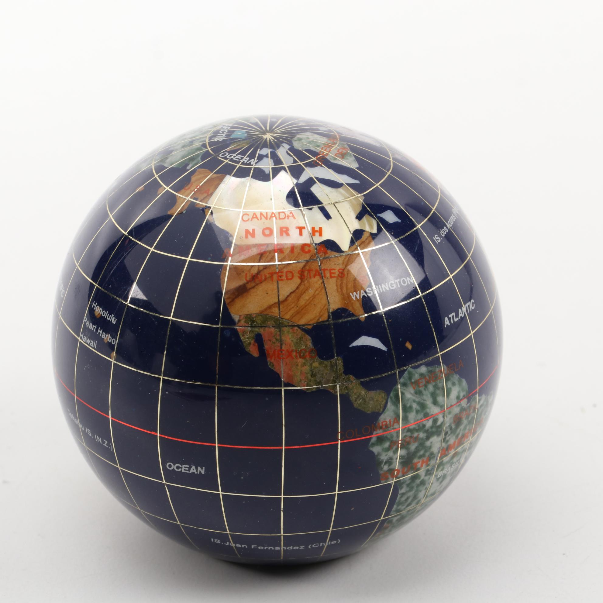 Gemstone Globe Paperweight Desktop Décor