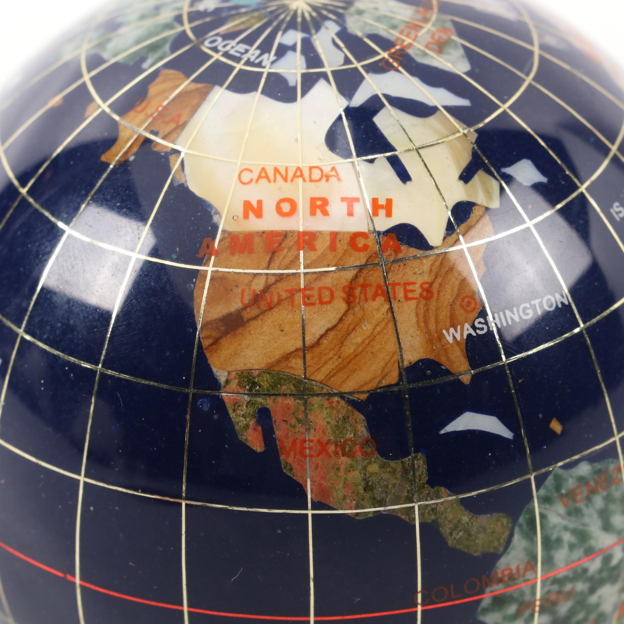 Gemstone Globe Paperweight Desktop Décor