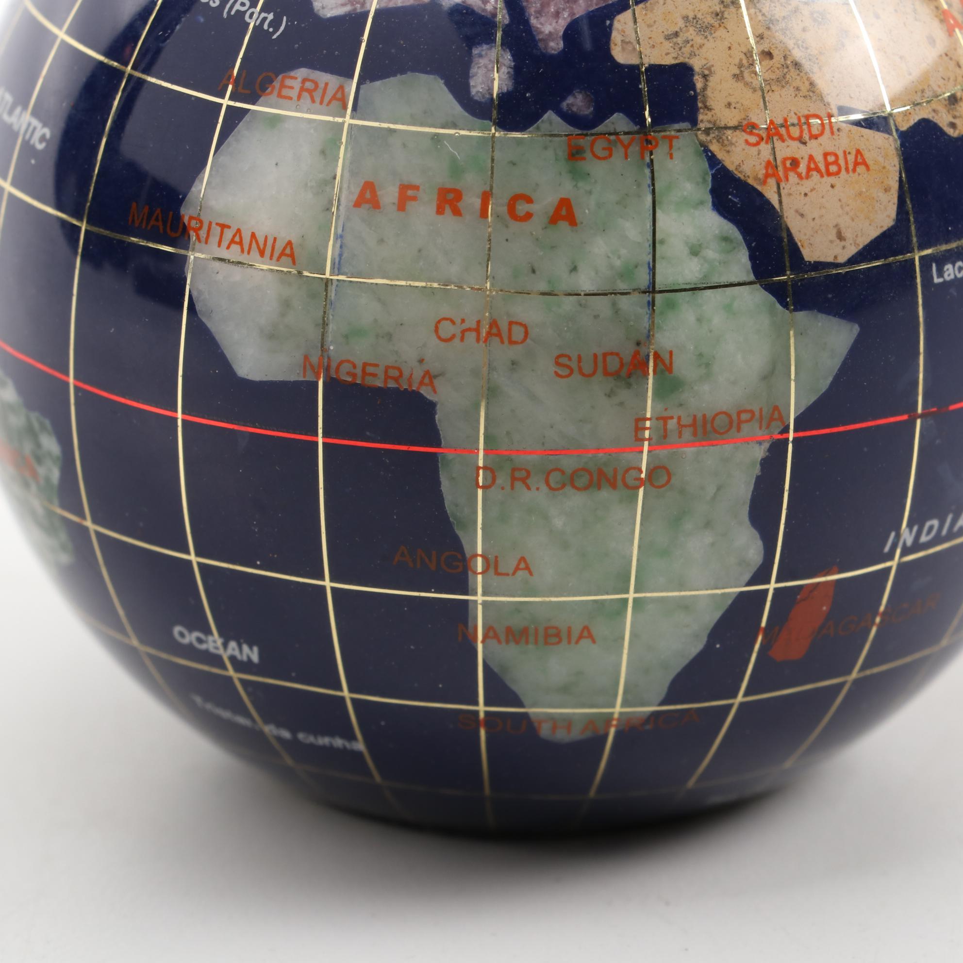 Gemstone Globe Paperweight Desktop Décor