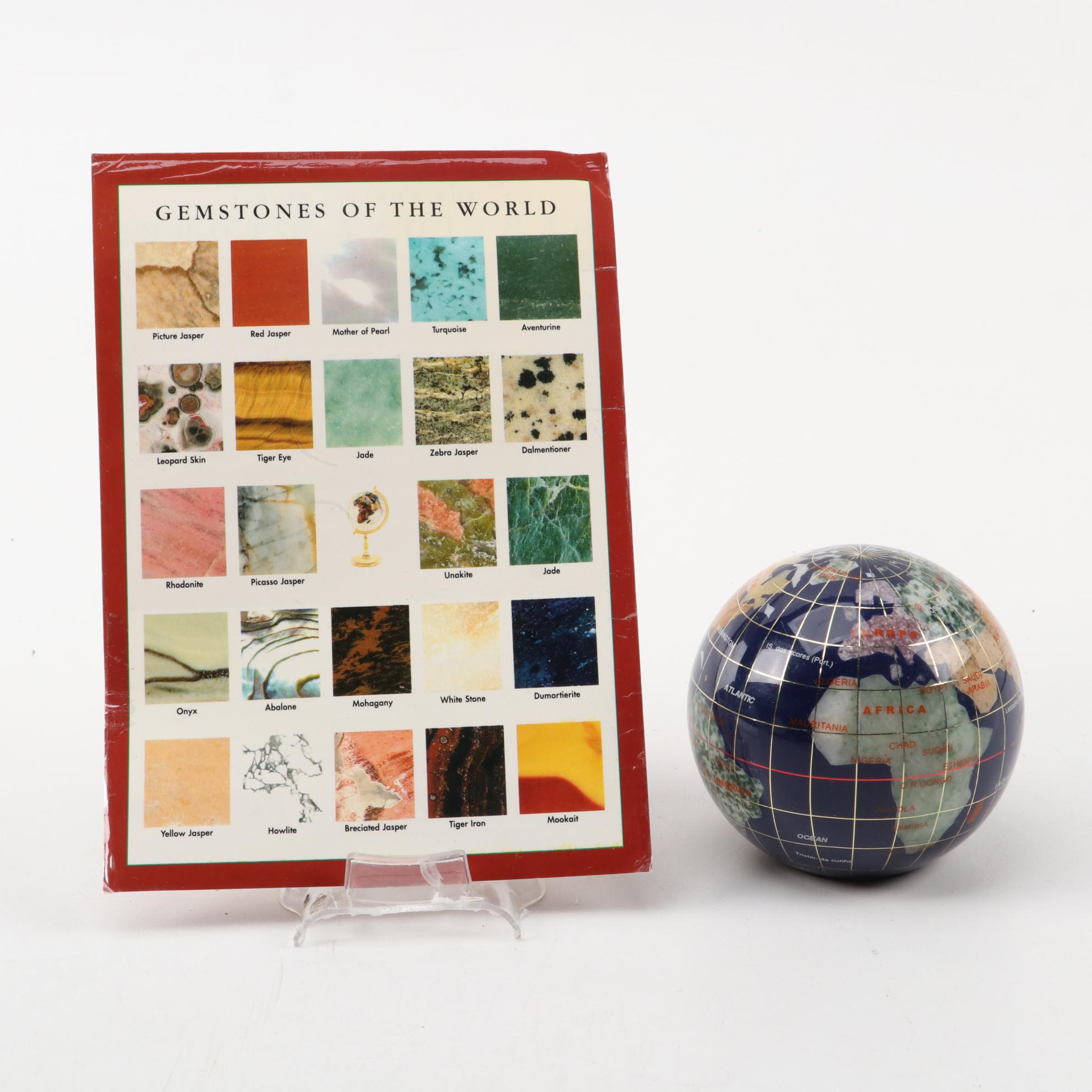 Gemstone Globe Paperweight Desktop Décor