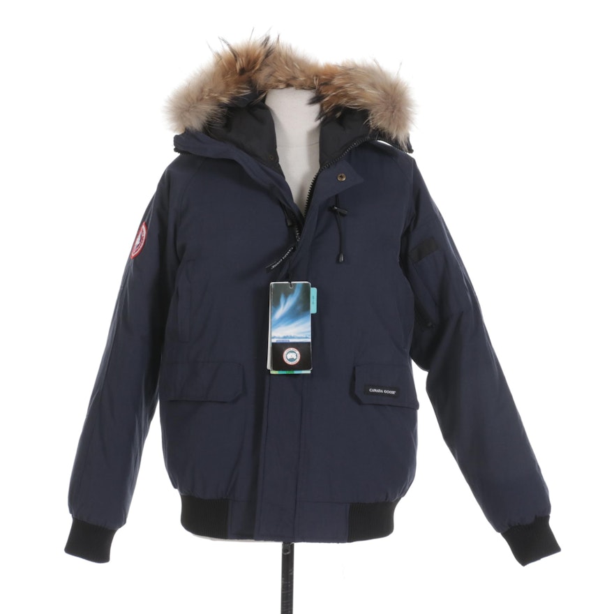 Canada Goose Navy Blue Down Parka with Coyote Fur Hood