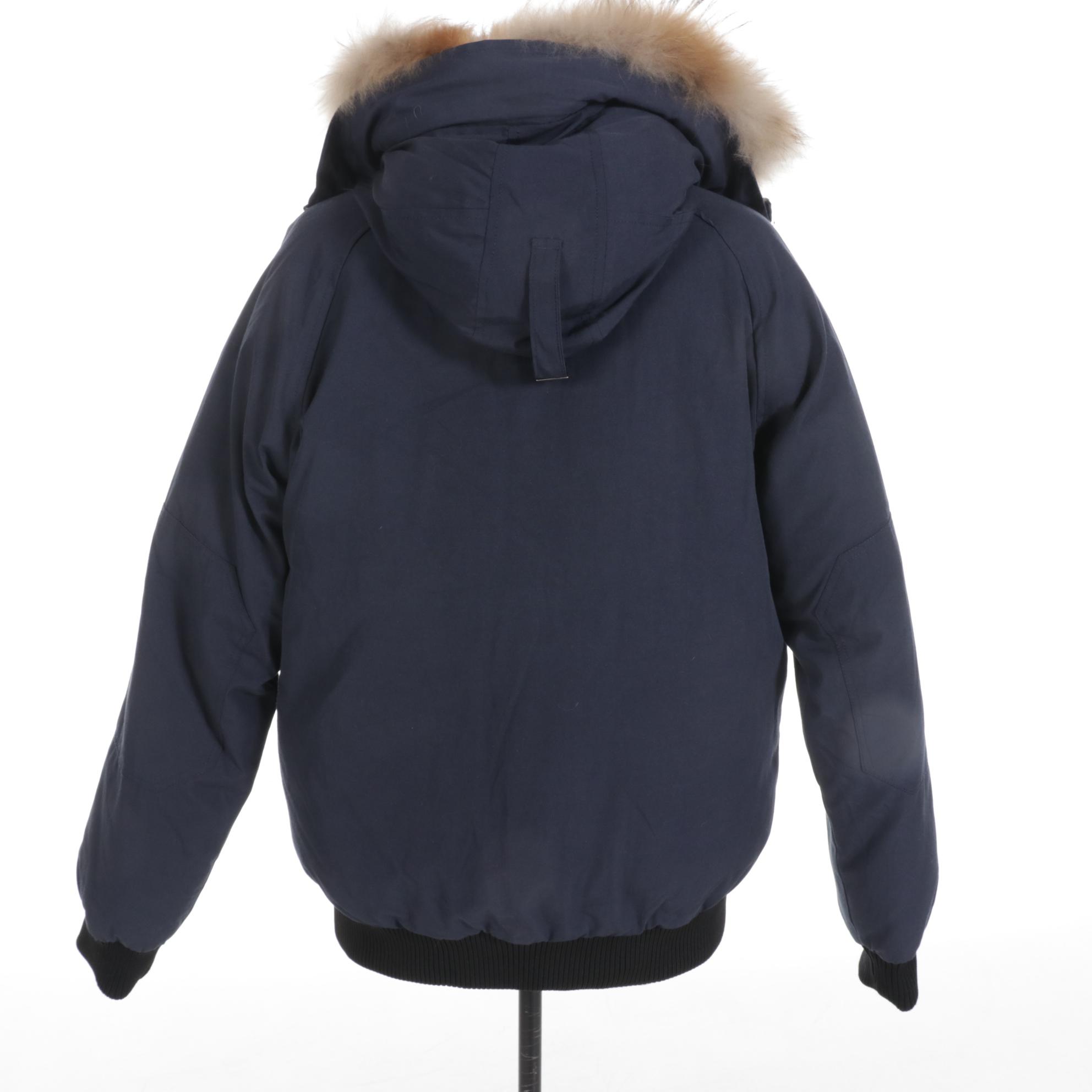 Canada Goose Navy Blue Down Parka with Coyote Fur Hood