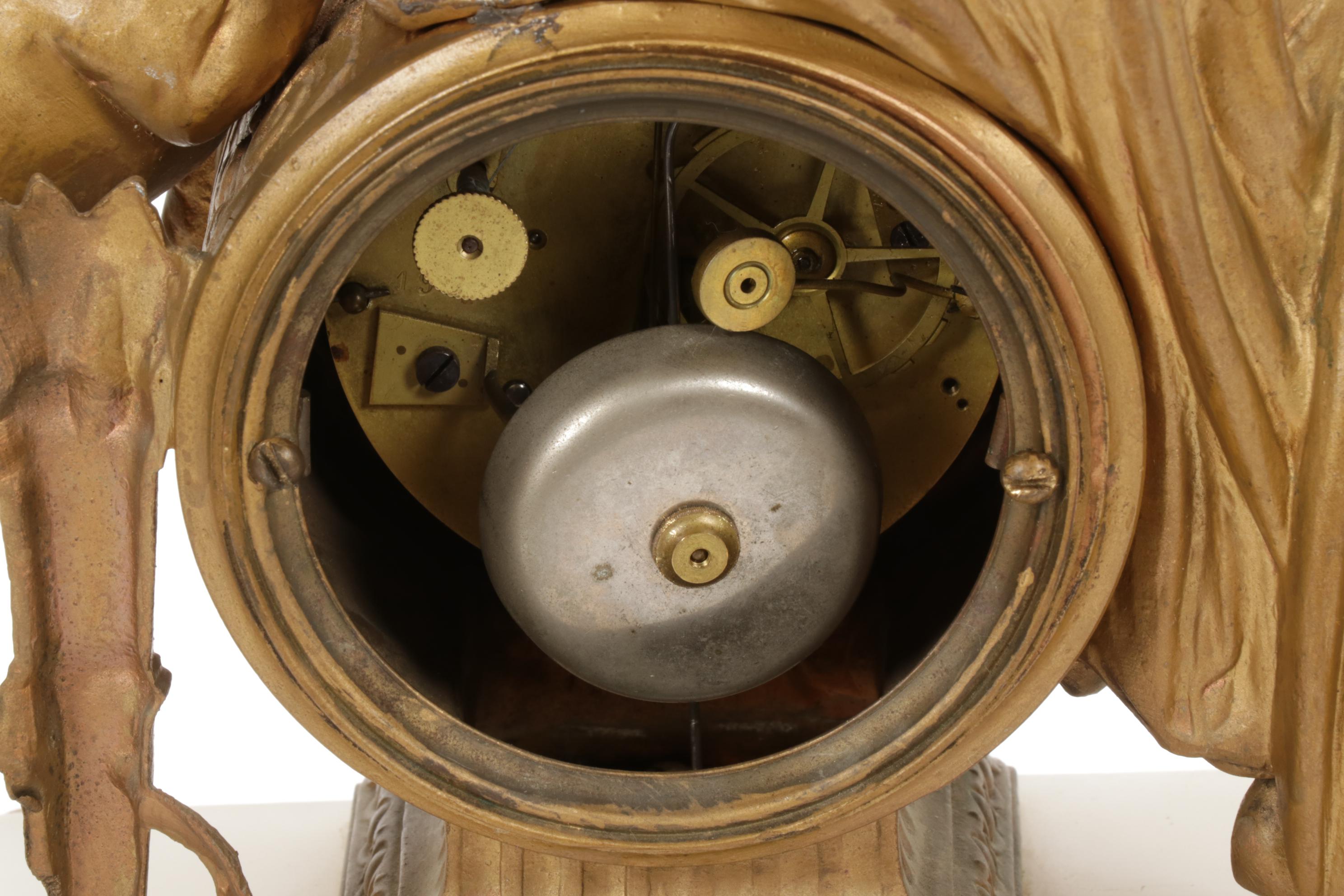 French Vincenti & Cie Gilt Bronze Goddess Diana Mantel Clock, Mid-Late 19th C.