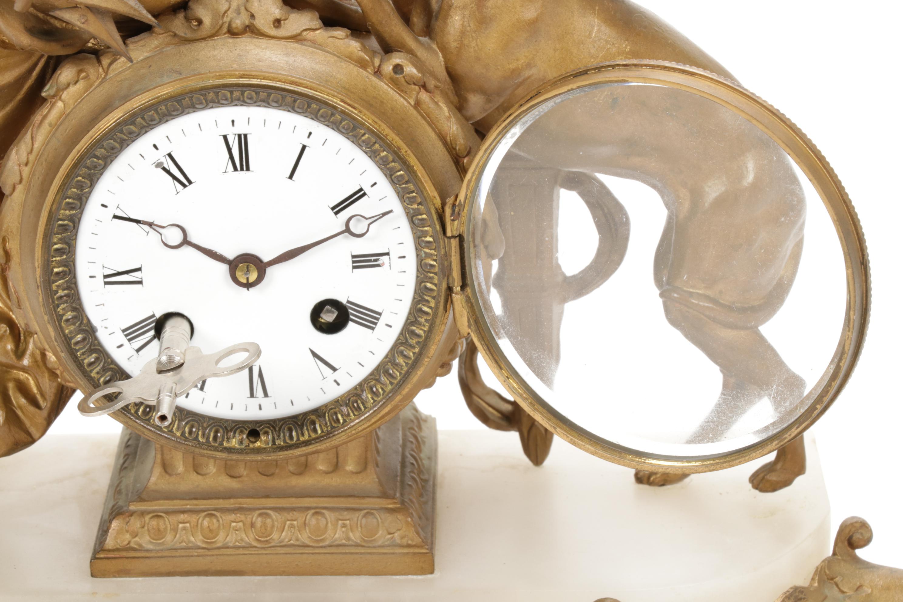 French Vincenti & Cie Gilt Bronze Goddess Diana Mantel Clock, Mid-Late 19th C.
