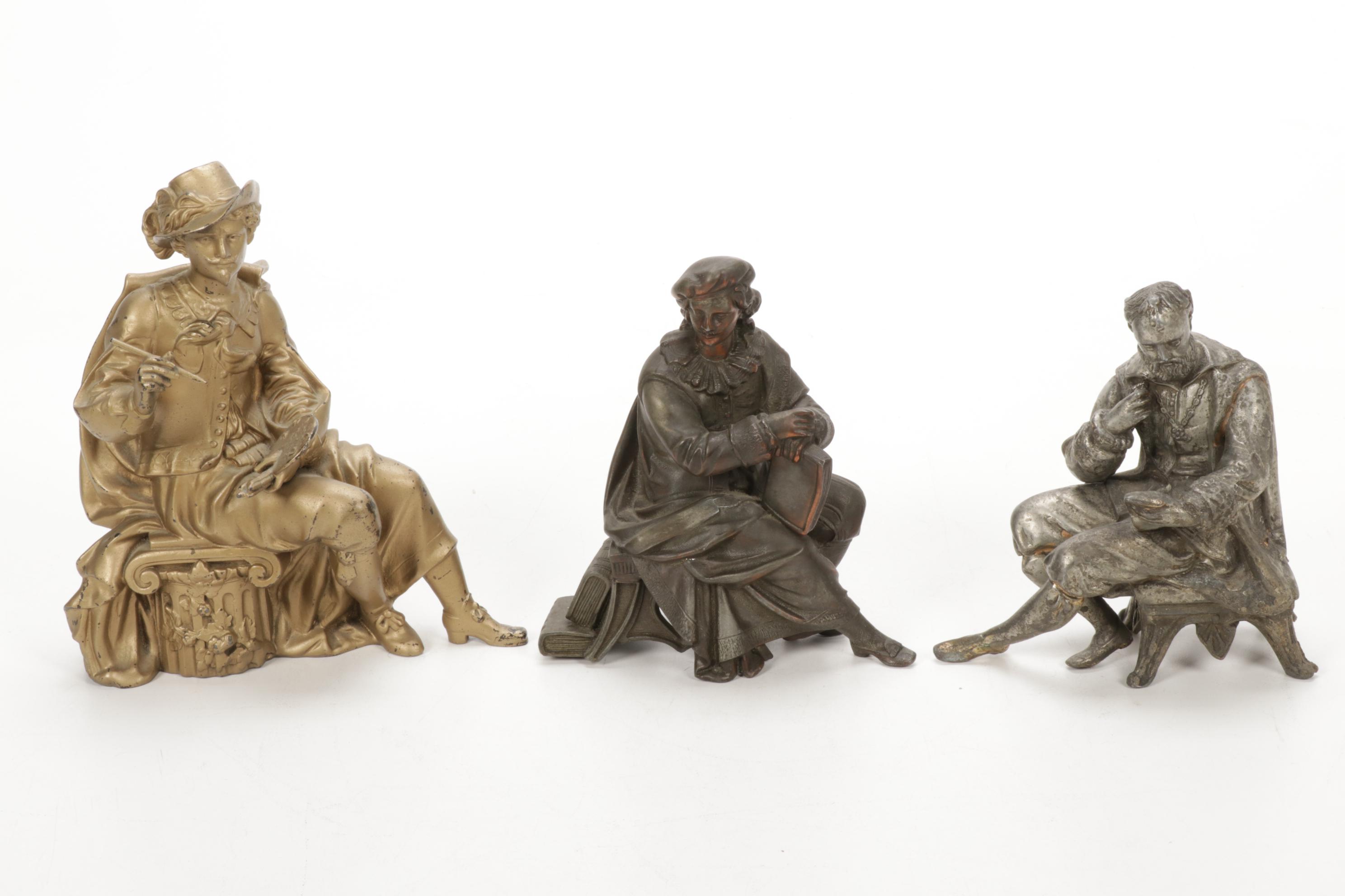 Cast Metal Figural Clock Toppers, Late 19th to Early 20th Century