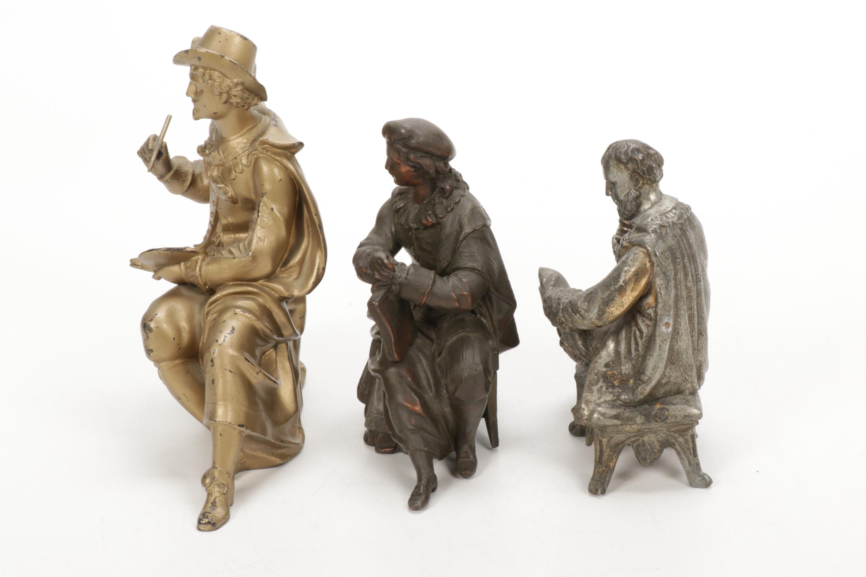 Cast Metal Figural Clock Toppers, Late 19th to Early 20th Century