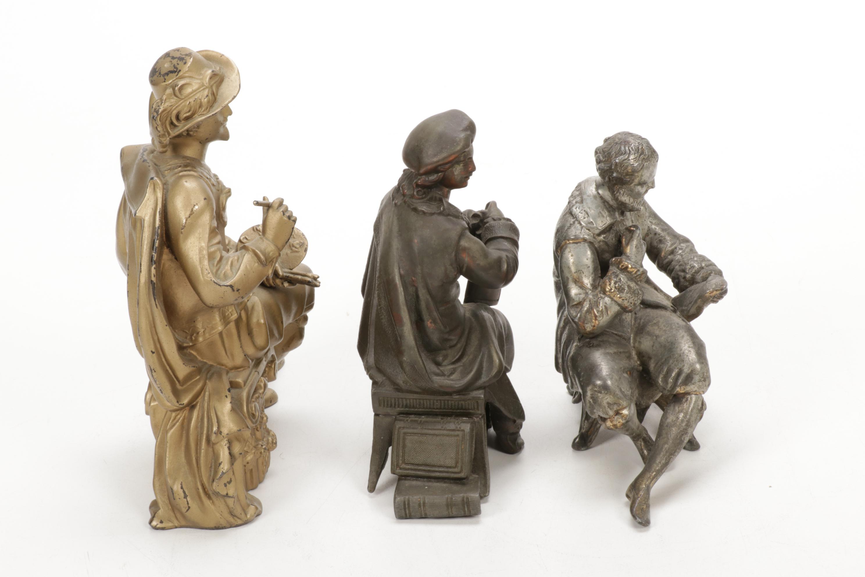 Cast Metal Figural Clock Toppers, Late 19th to Early 20th Century