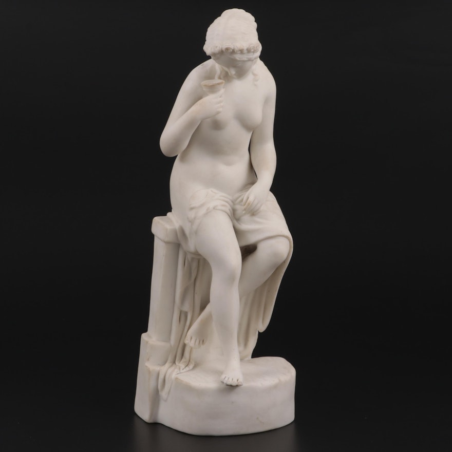 Bisque Porcelain Goddess Hebe Figurine, Late 19th Century
