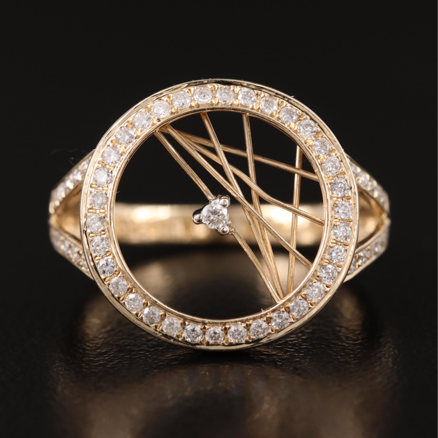 14K Diamond Crossed Wired Openwork Ring