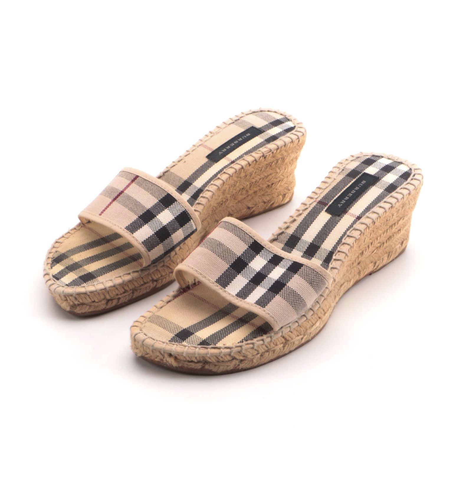 Burberry "Nova Check" Espadrille Wedge Sandals