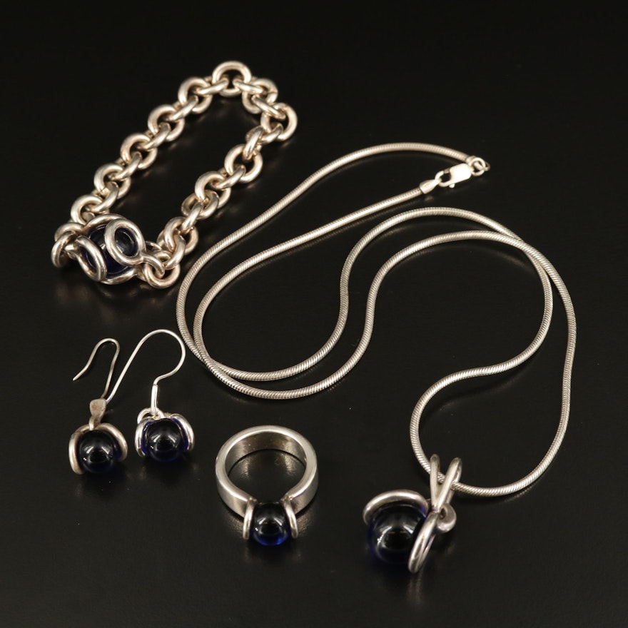 Sterling Glass Jewelry Set