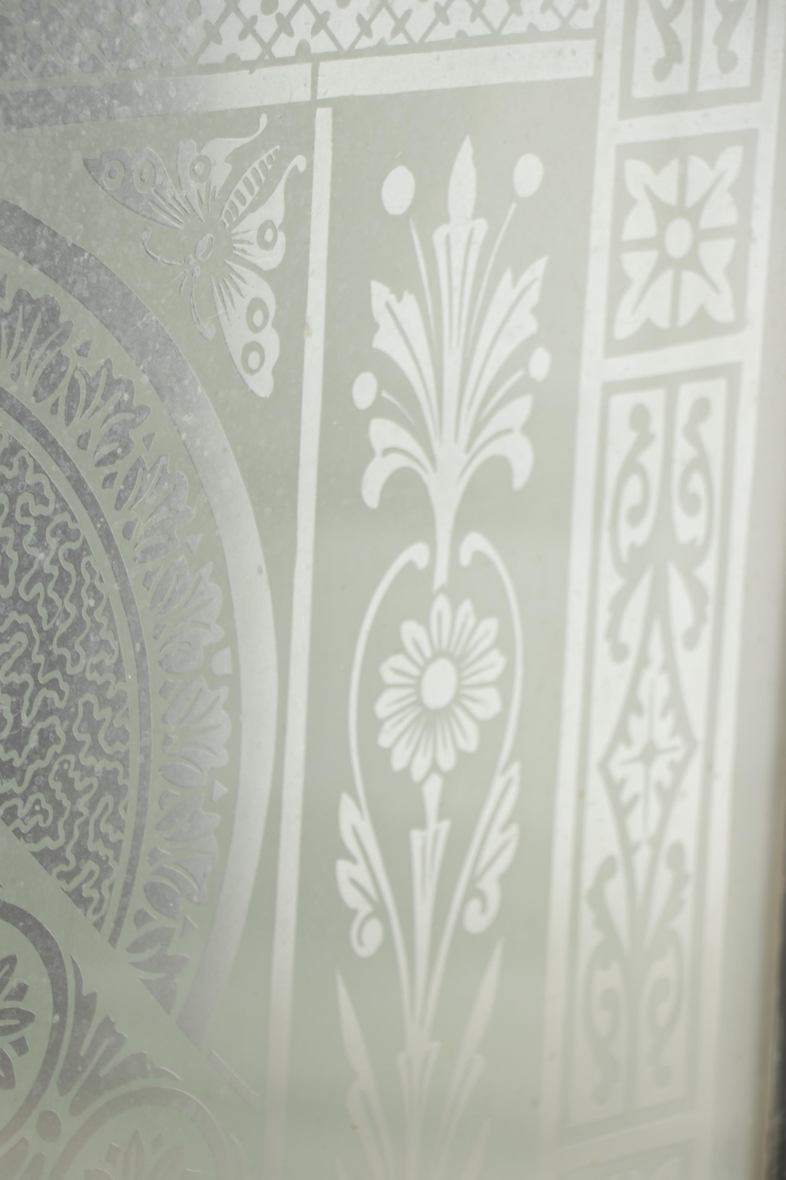 Aesthetic Movement Satin Frosted Glass Window Pane, Late 19th/Early 20th Century