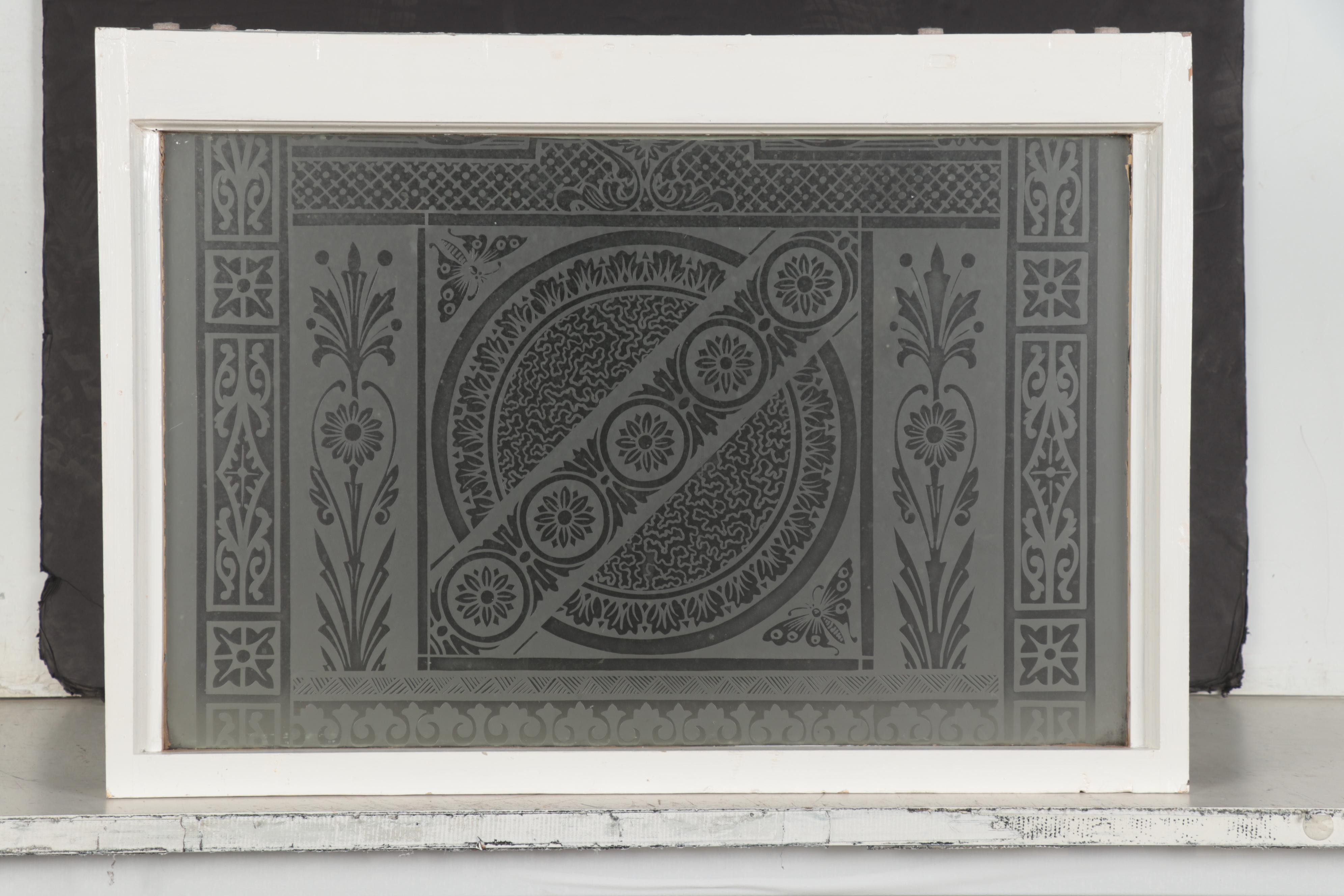 Aesthetic Movement Satin Frosted Glass Window Pane, Late 19th/Early 20th Century