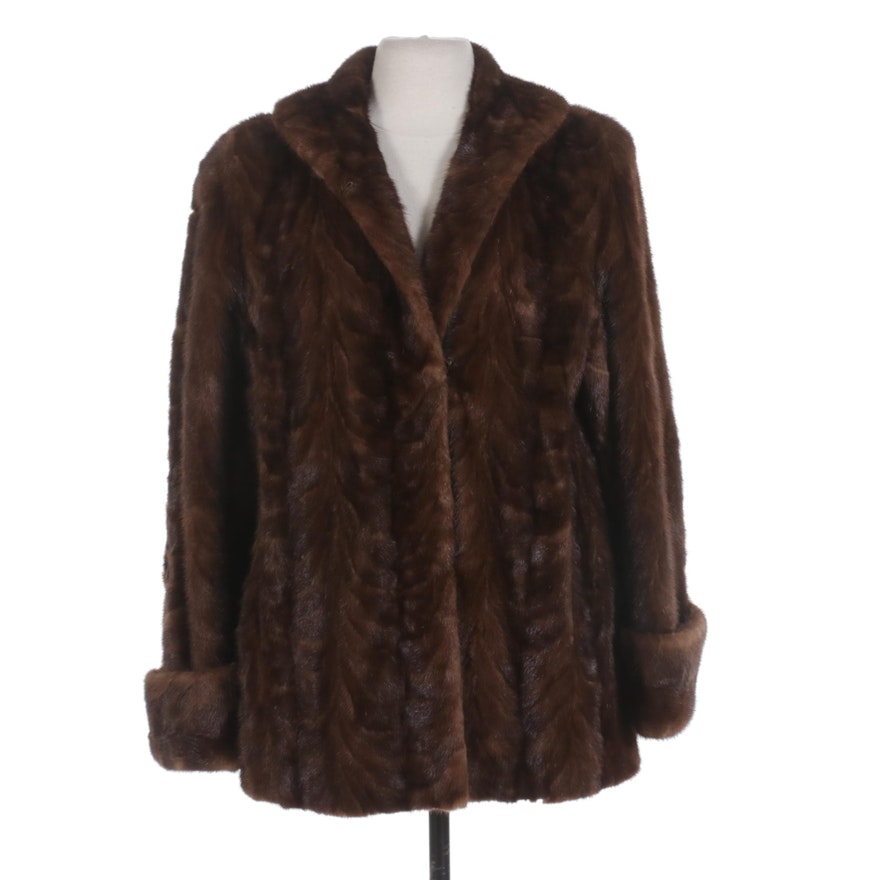 Mahogany Mink Paw Fur Coat with Turned Back Cuffs from Joseph Bruno