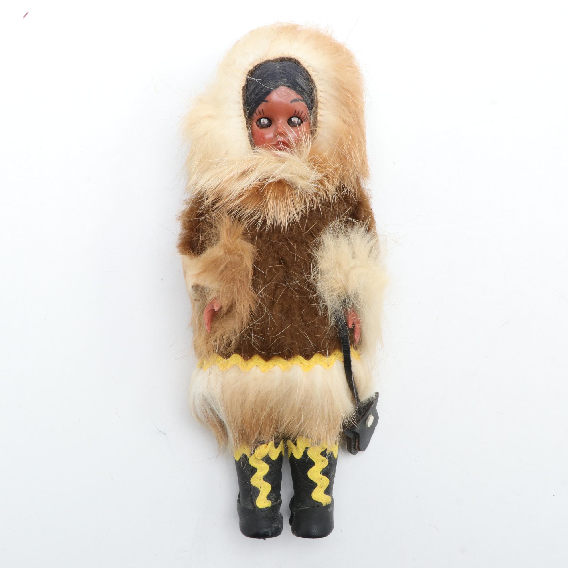 Native Alaskan Handcrafted Wall Décor Including "Reindeer Iceland Sheep Doll"