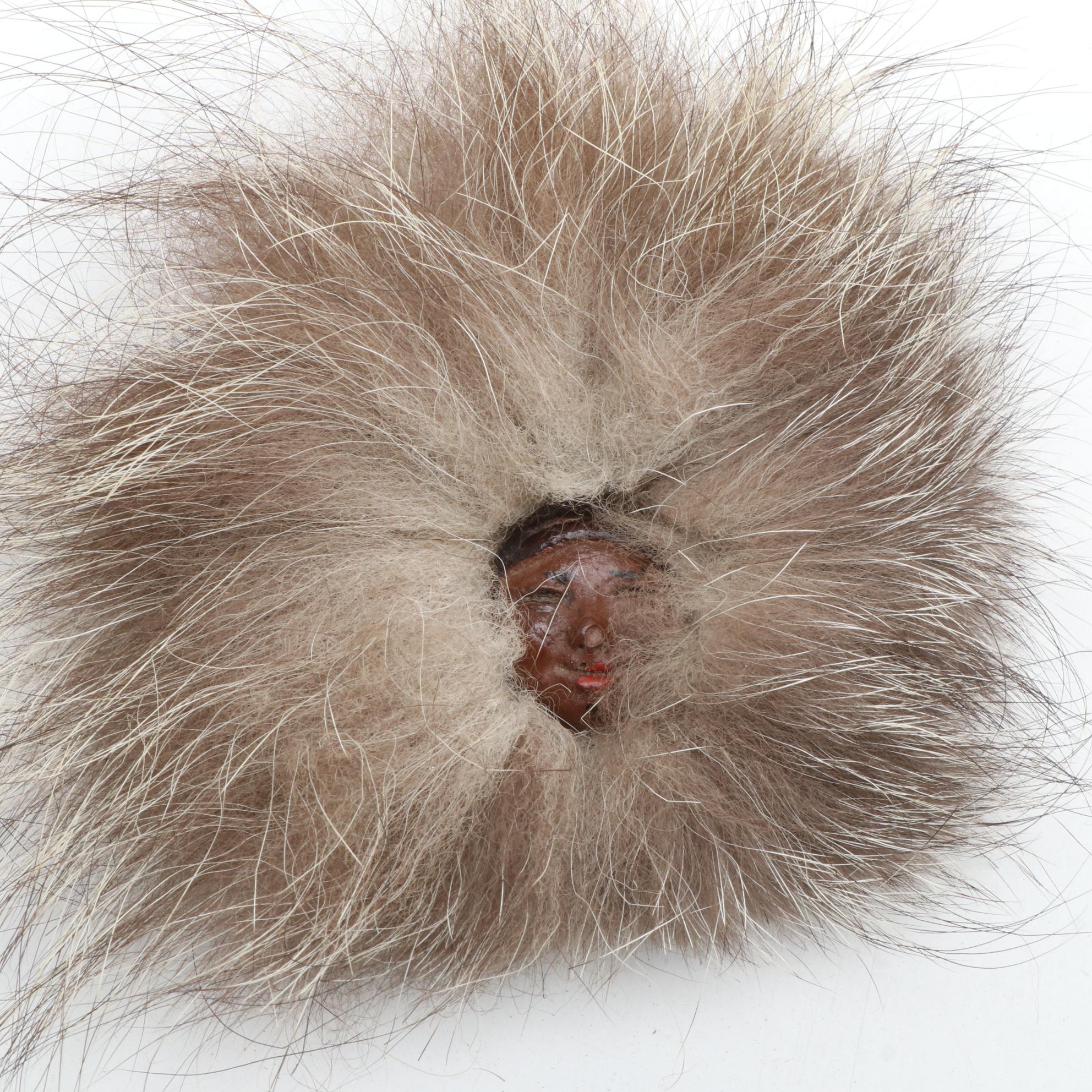 Native Alaskan Handcrafted Wall Décor Including "Reindeer Iceland Sheep Doll"