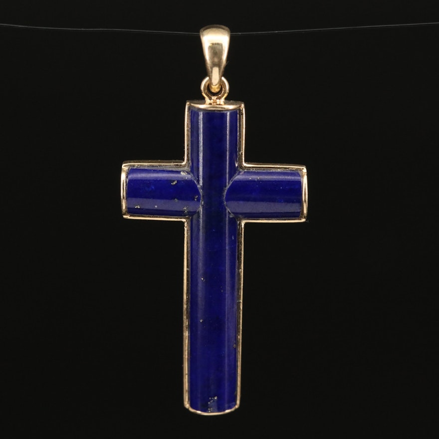 14K Lapis Lazuli Cross Pendant