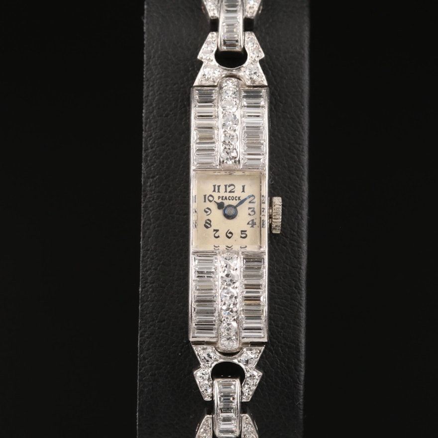Mathey-Tissot for Peacock Platinum 5.08 CTW Diamond Wristwatch