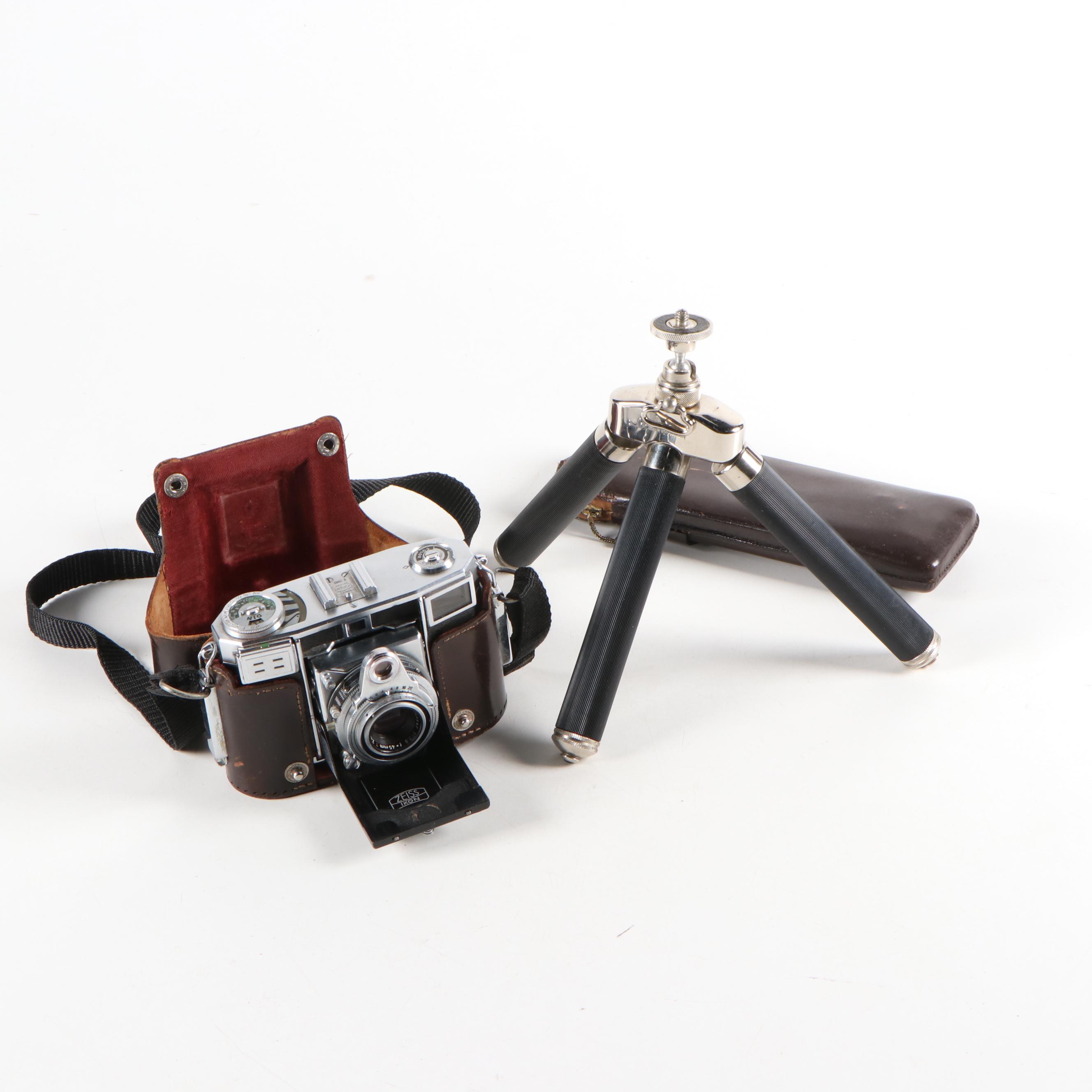 Zeiss Ikon "Contessa" 35mm Camera with Susis Folding Tripod