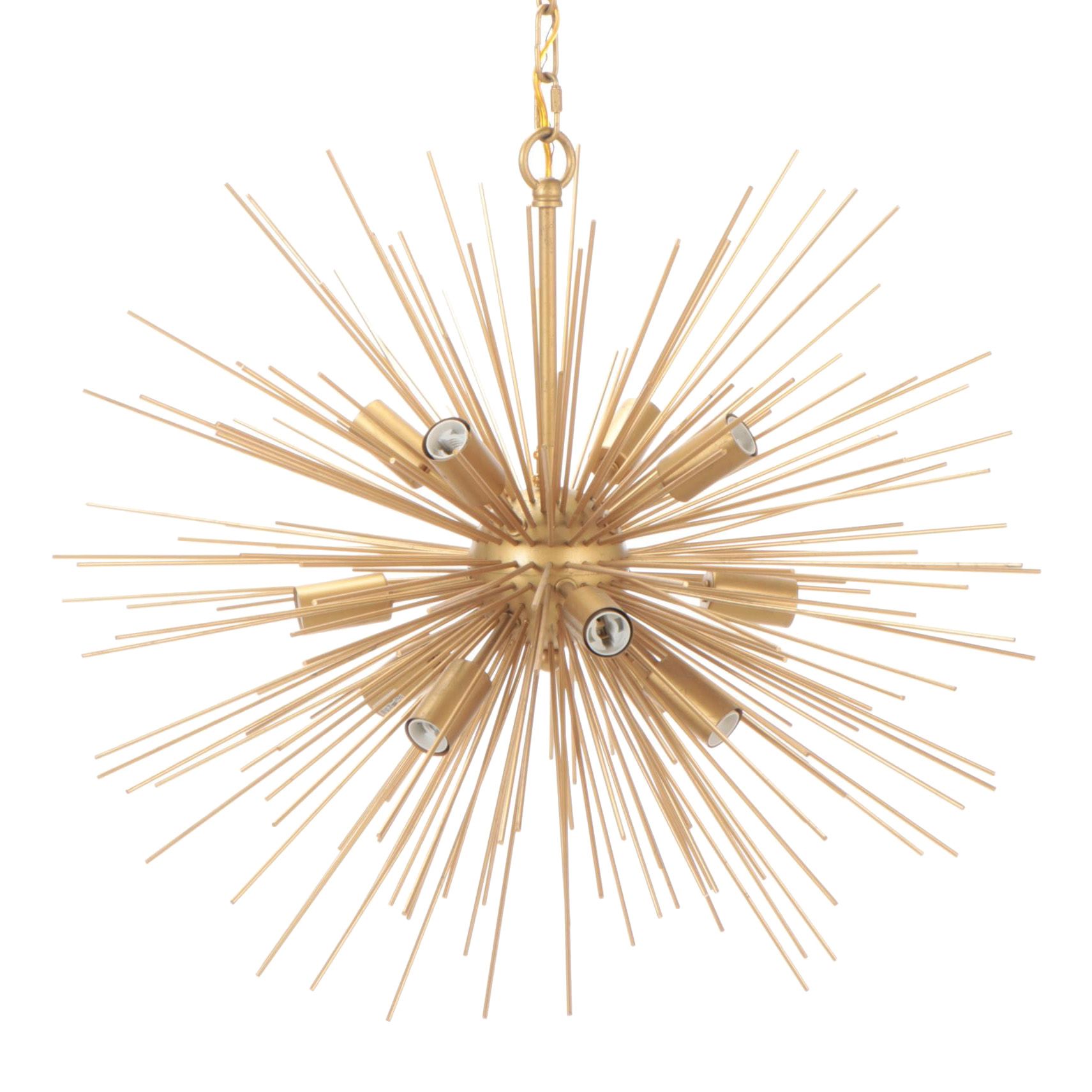 Mid-Century Modern Gilt Metal Sunburst Pendant Light