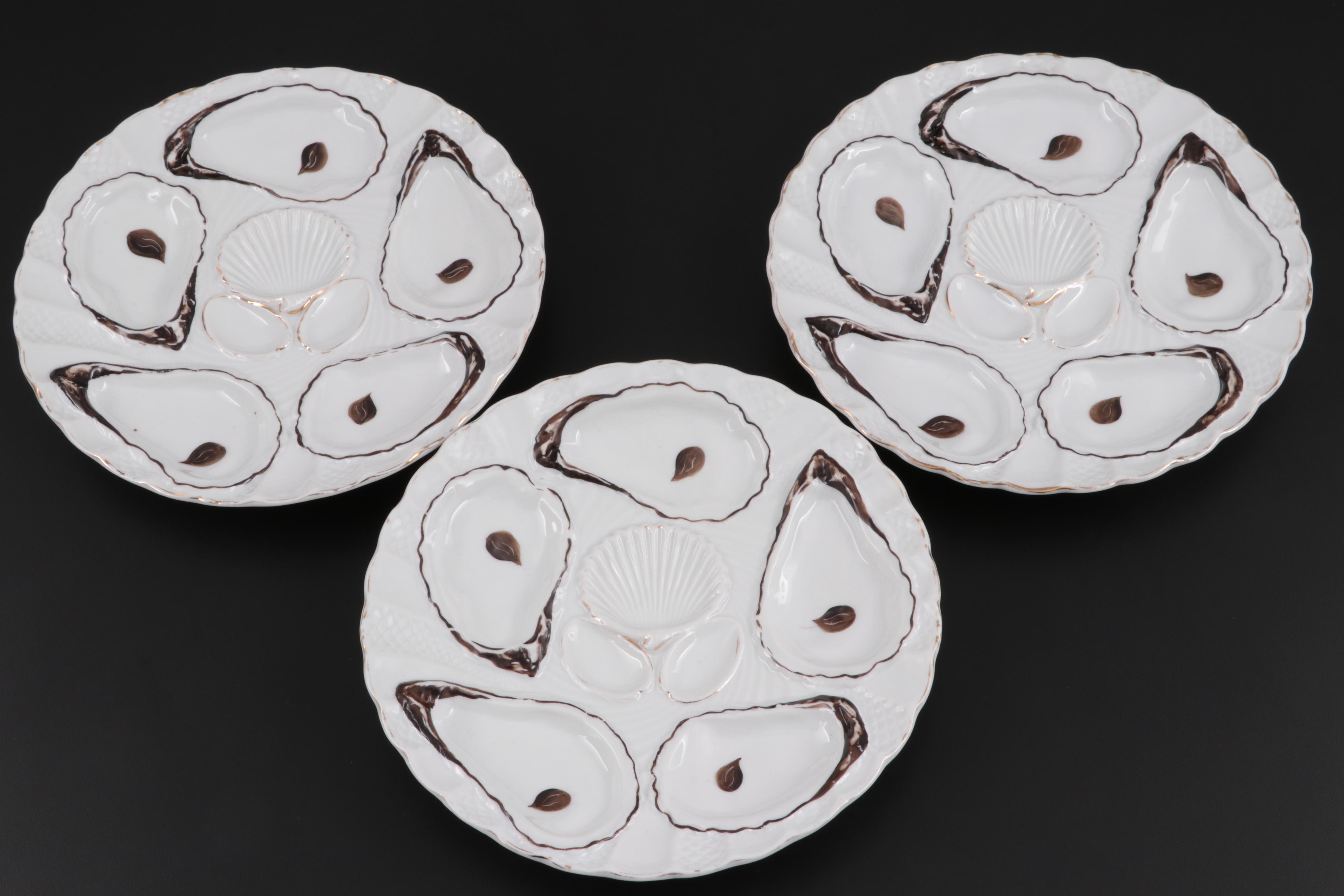 Haviland and Other Continental Molded Porcelain Oyster Plates