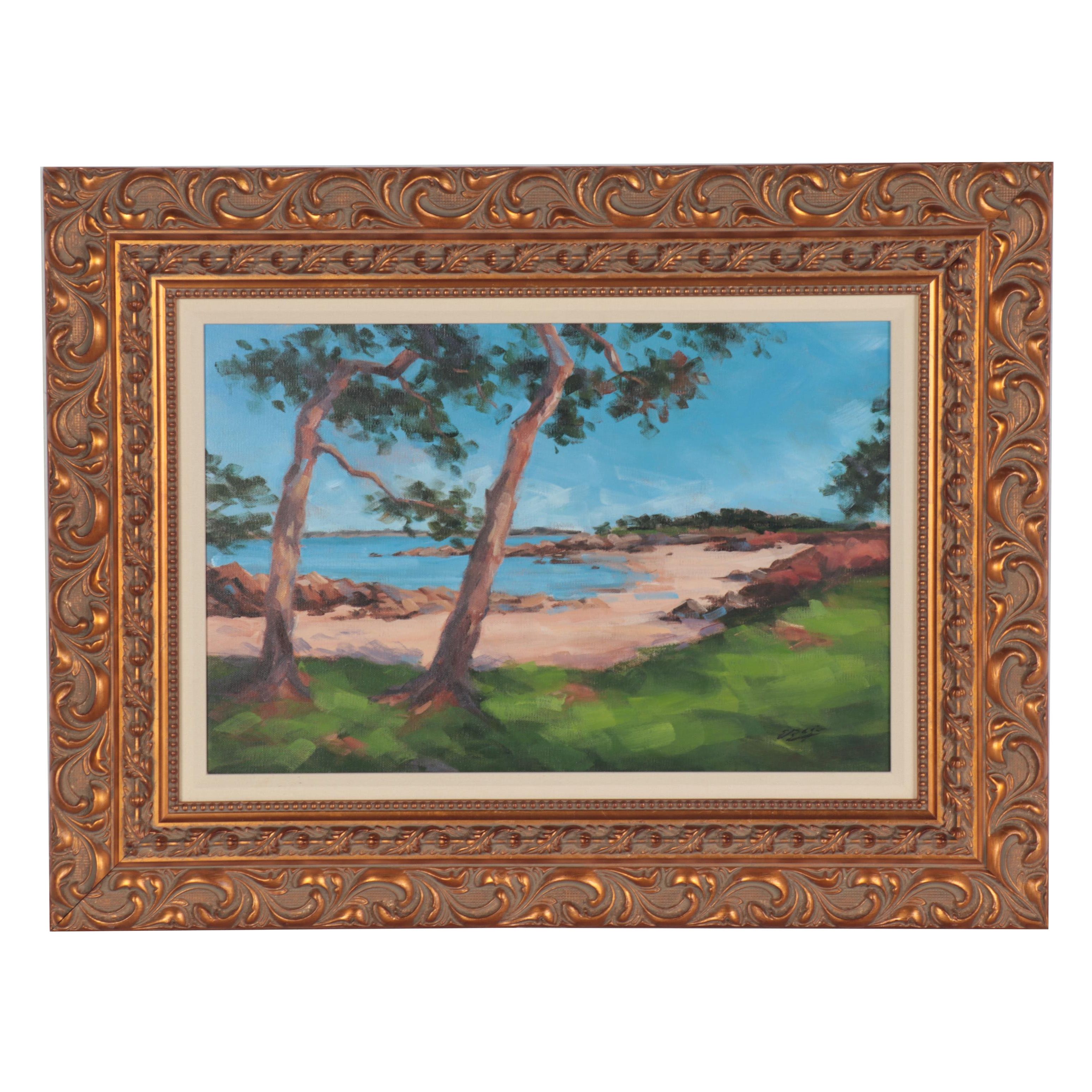 Elisabeth Bazin Acrylic Painting "Crique Bretonne"