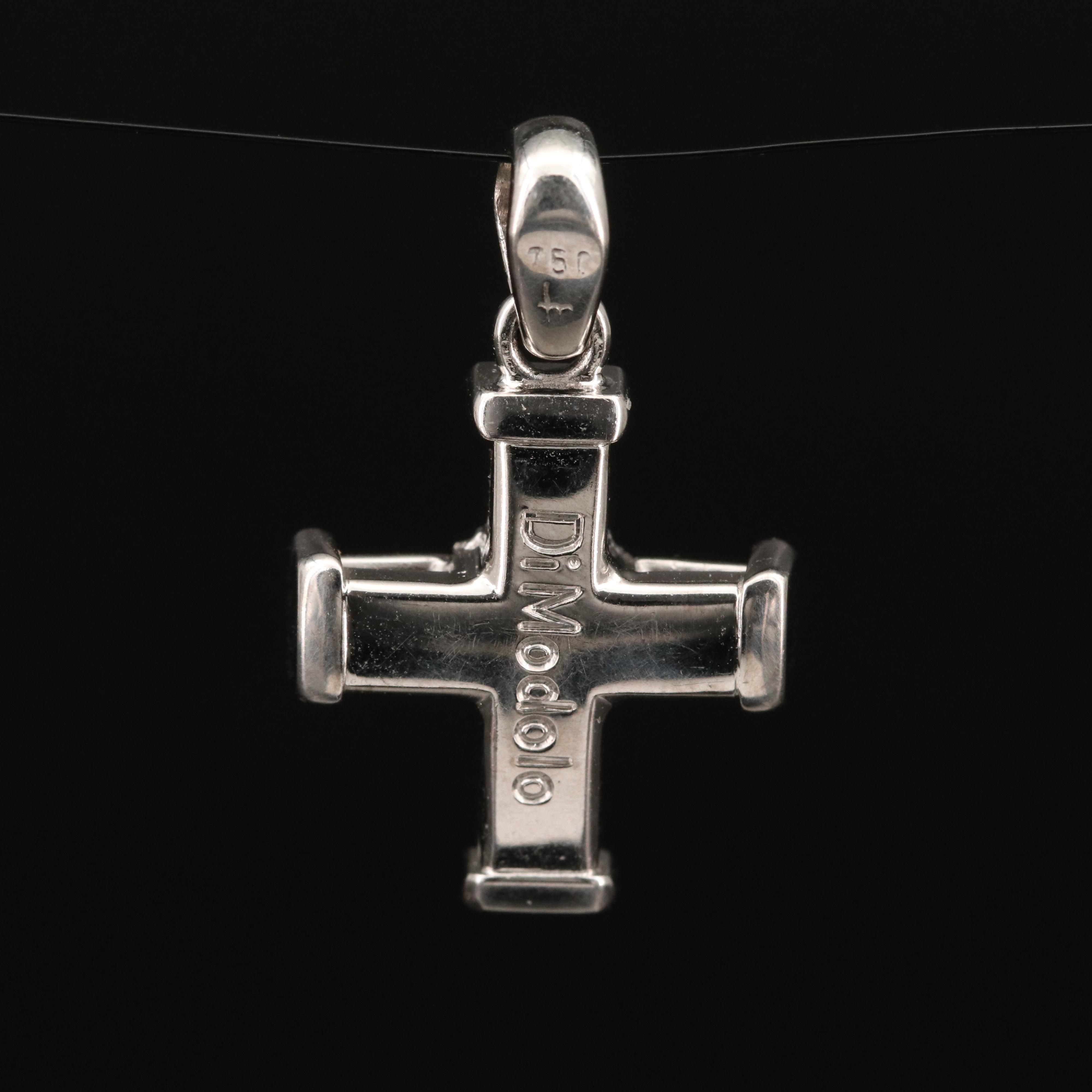 Italian Di Modolo 18K Gold Diamond Cross Pendant
