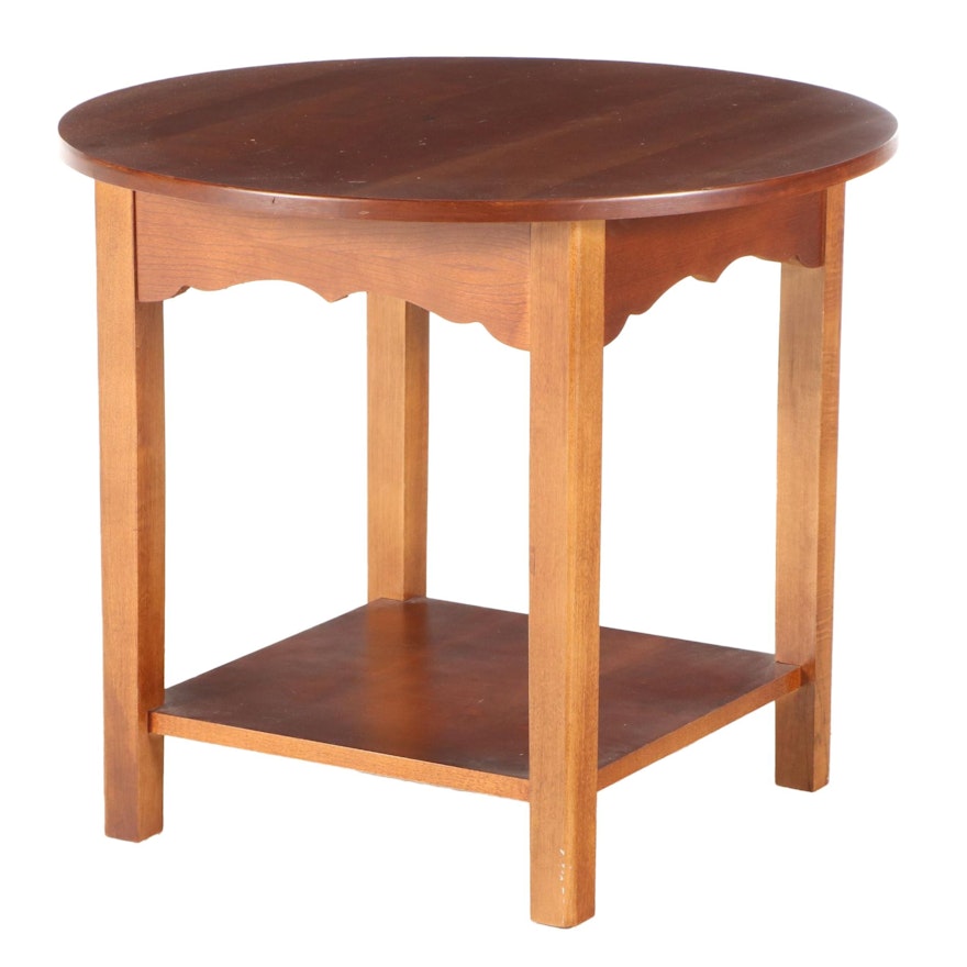 Walnut Side Table with Scalloped Apron