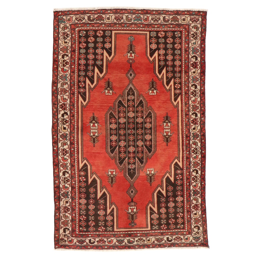 4'3 x 6'8 Hand-Knotted Persian Mazlaghan Area Rug