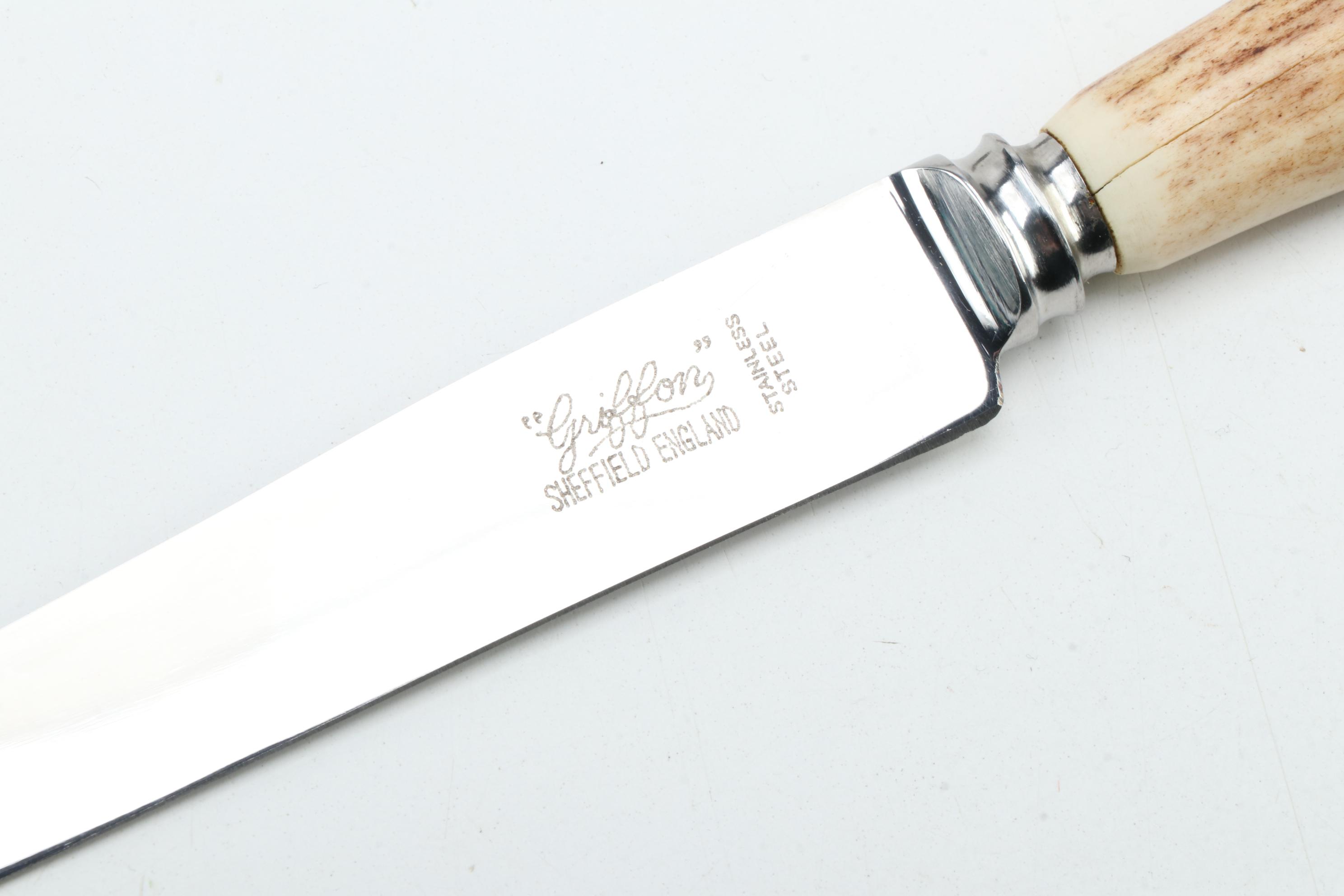 Griffon Stainless Steel Steak Knives with Stag Antler Handles