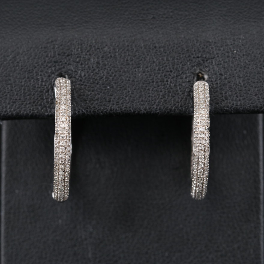 Sterling Diamond Inside-Out Hoop Earrings