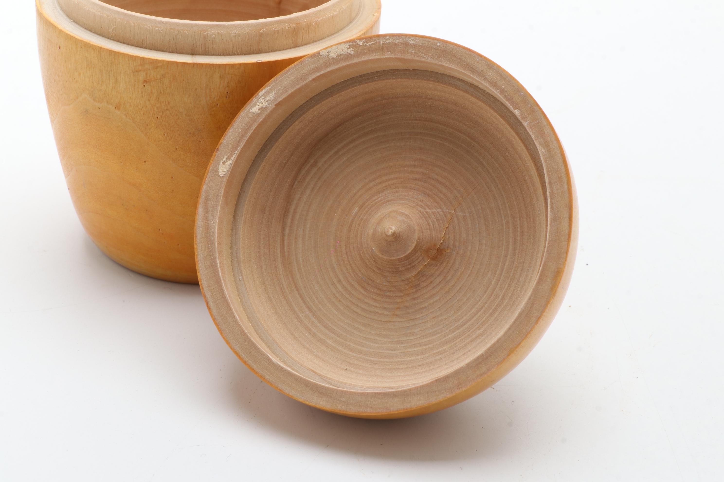 Fruitwood Treenware Apple Shaped Tea Caddy, Mid to Late 20th Century