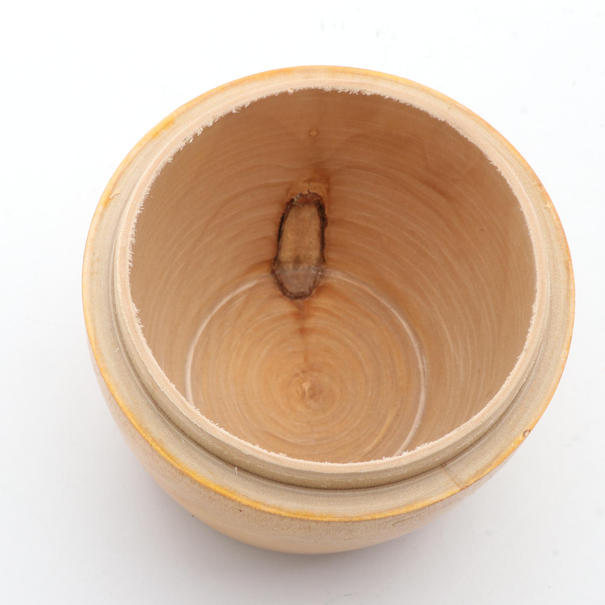 Fruitwood Treenware Apple Shaped Tea Caddy, Mid to Late 20th Century