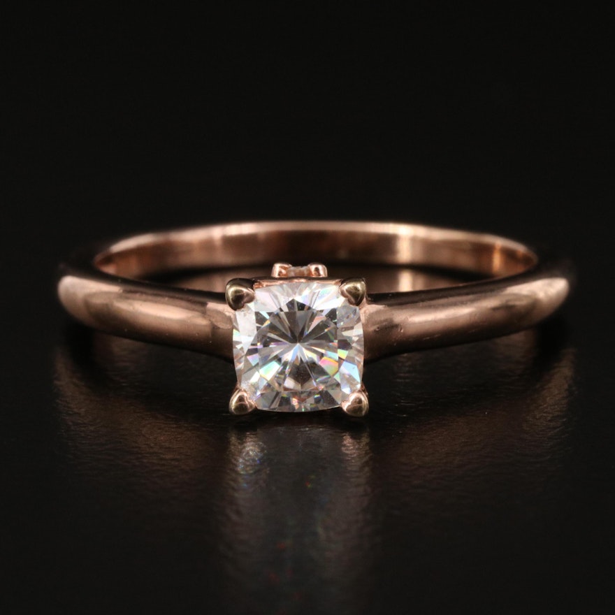Sterling Moissanite Ring with Heart Peekaboo