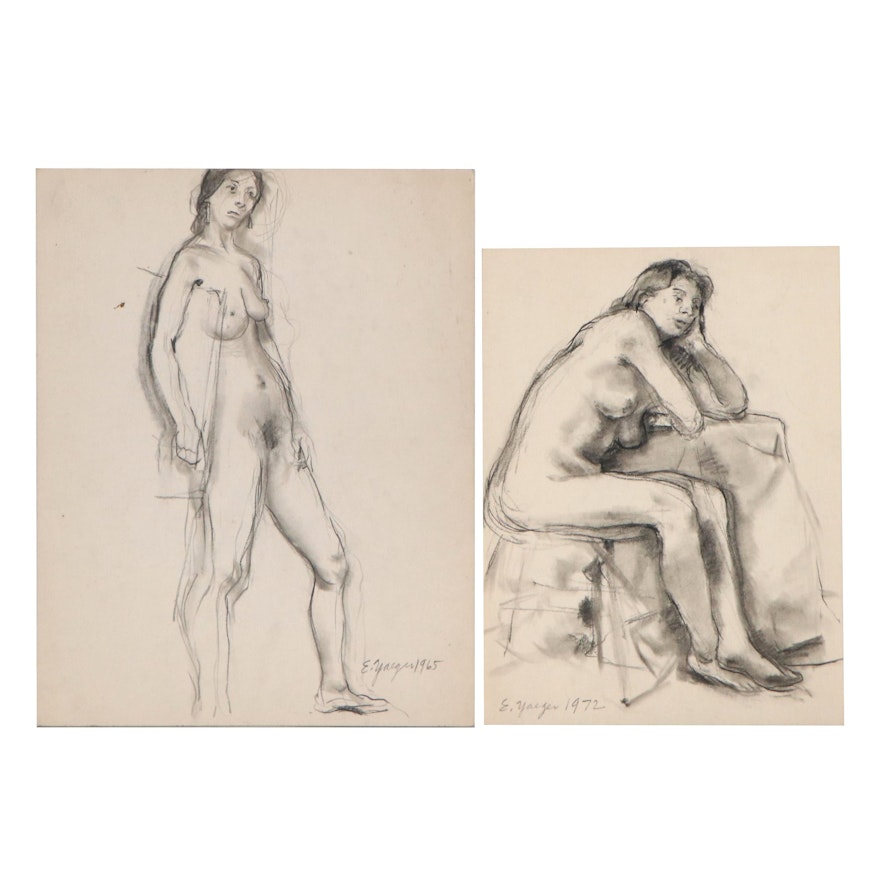 Edgar Yaeger Charcoal Drawings of Female Nudes, 1965 - 1972