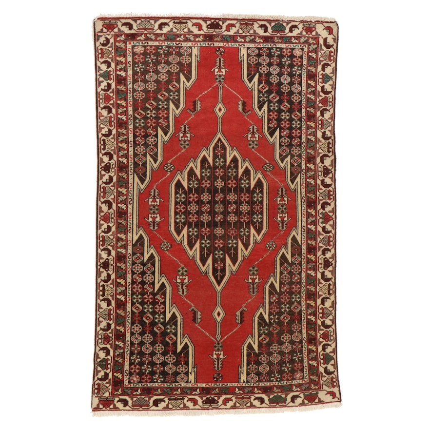 4' x 6'6 Hand-Knotted Persian Hamadan Area Rug