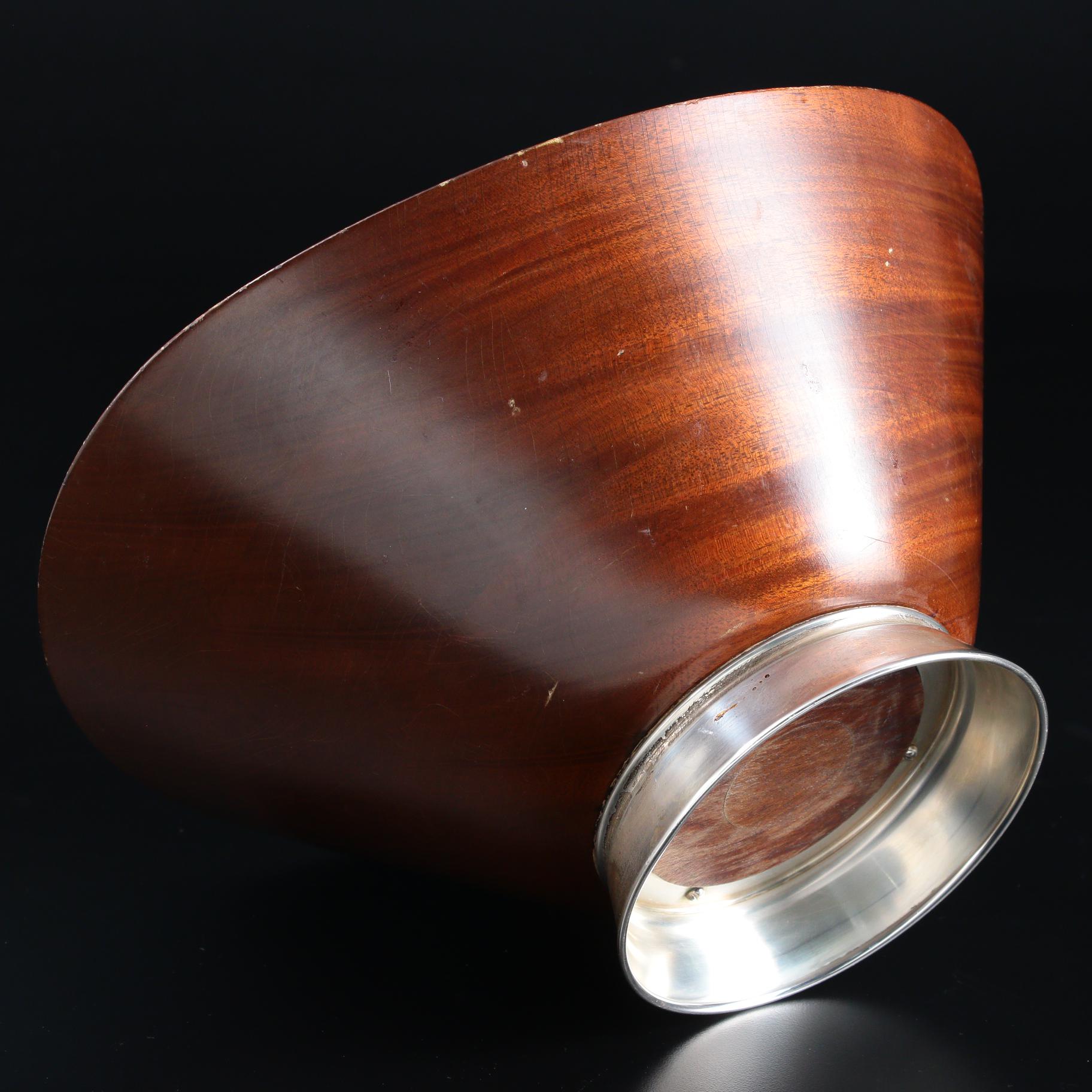 Gorham Sterling Silver Footed Teak Wood Serving Bowl, Mid-20th C.