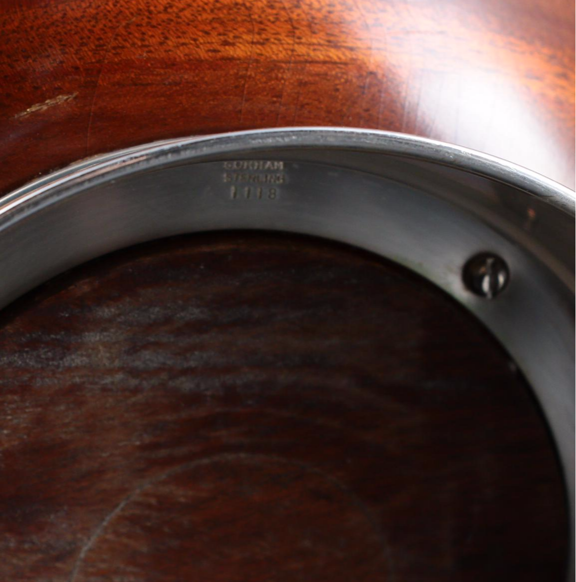Gorham Sterling Silver Footed Teak Wood Serving Bowl, Mid-20th C.