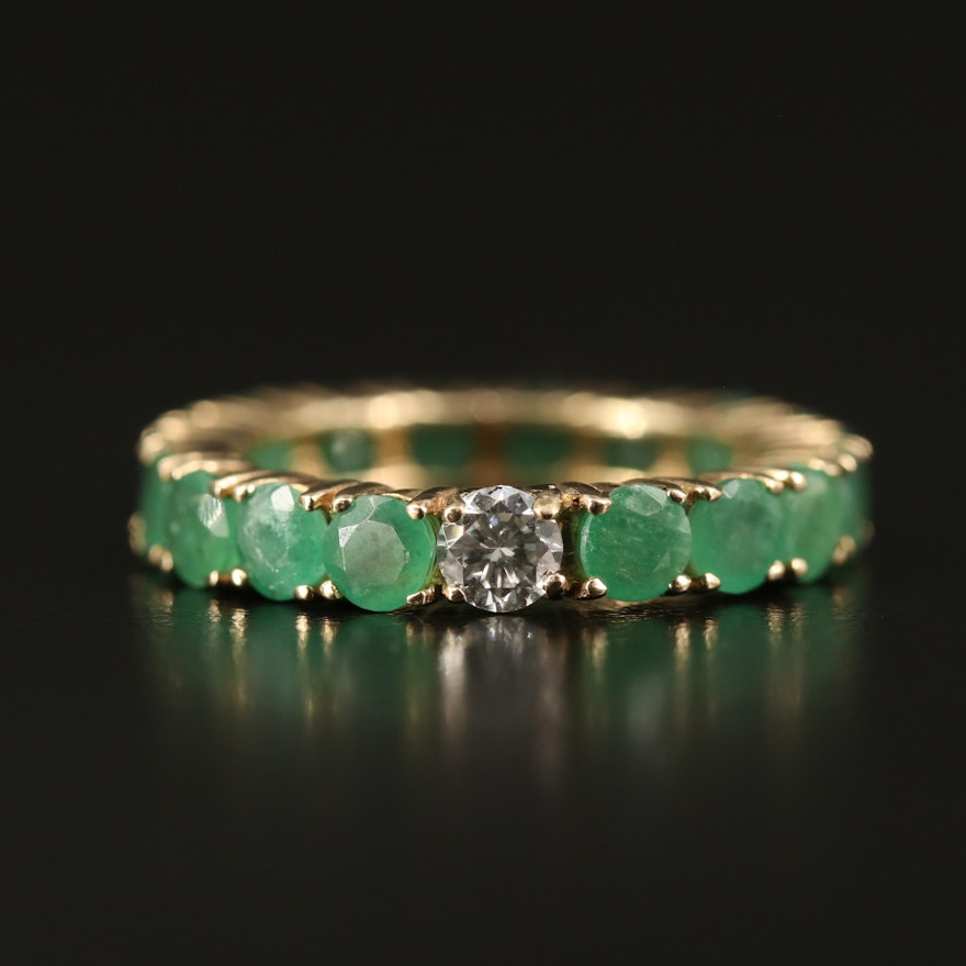 10K Diamond and Emerald Eternity Band