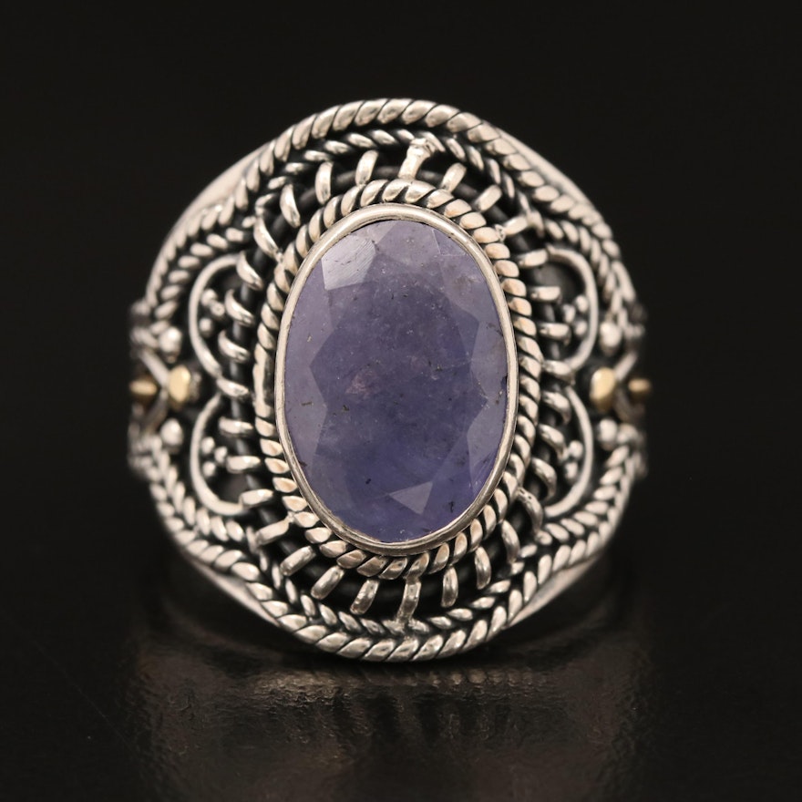 Robert Manse Sterling Tanzanite Ring with 18K Accents