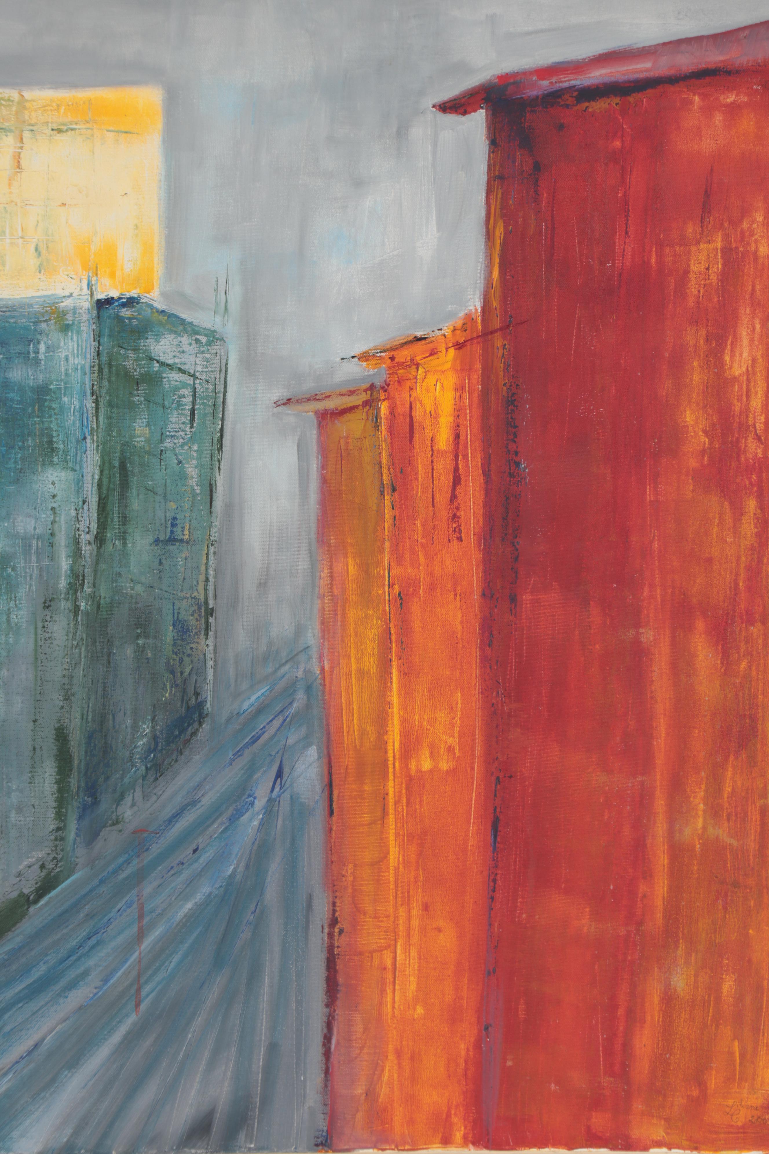 Abstract Street Scene Oil Painting, 2001