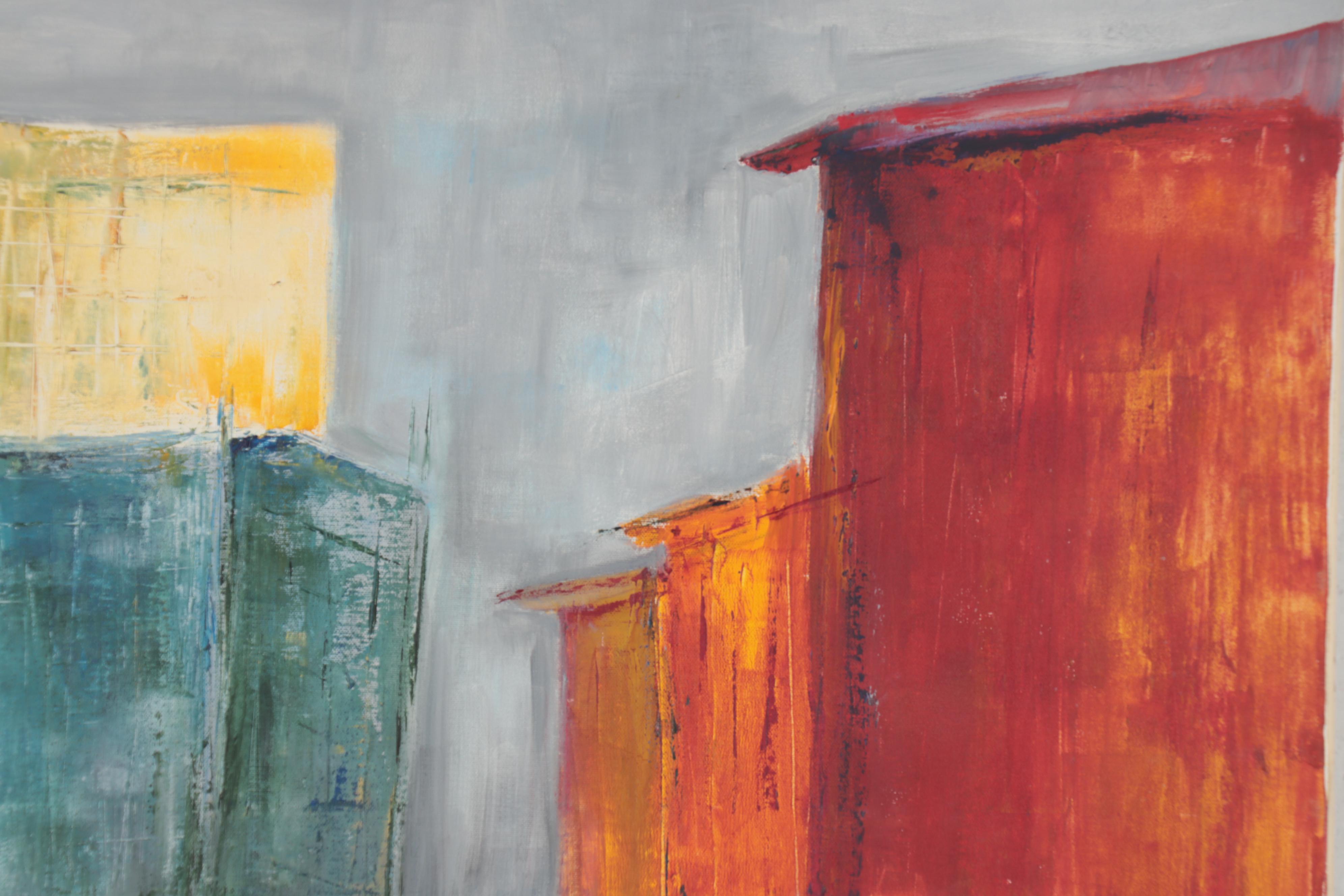 Abstract Street Scene Oil Painting, 2001