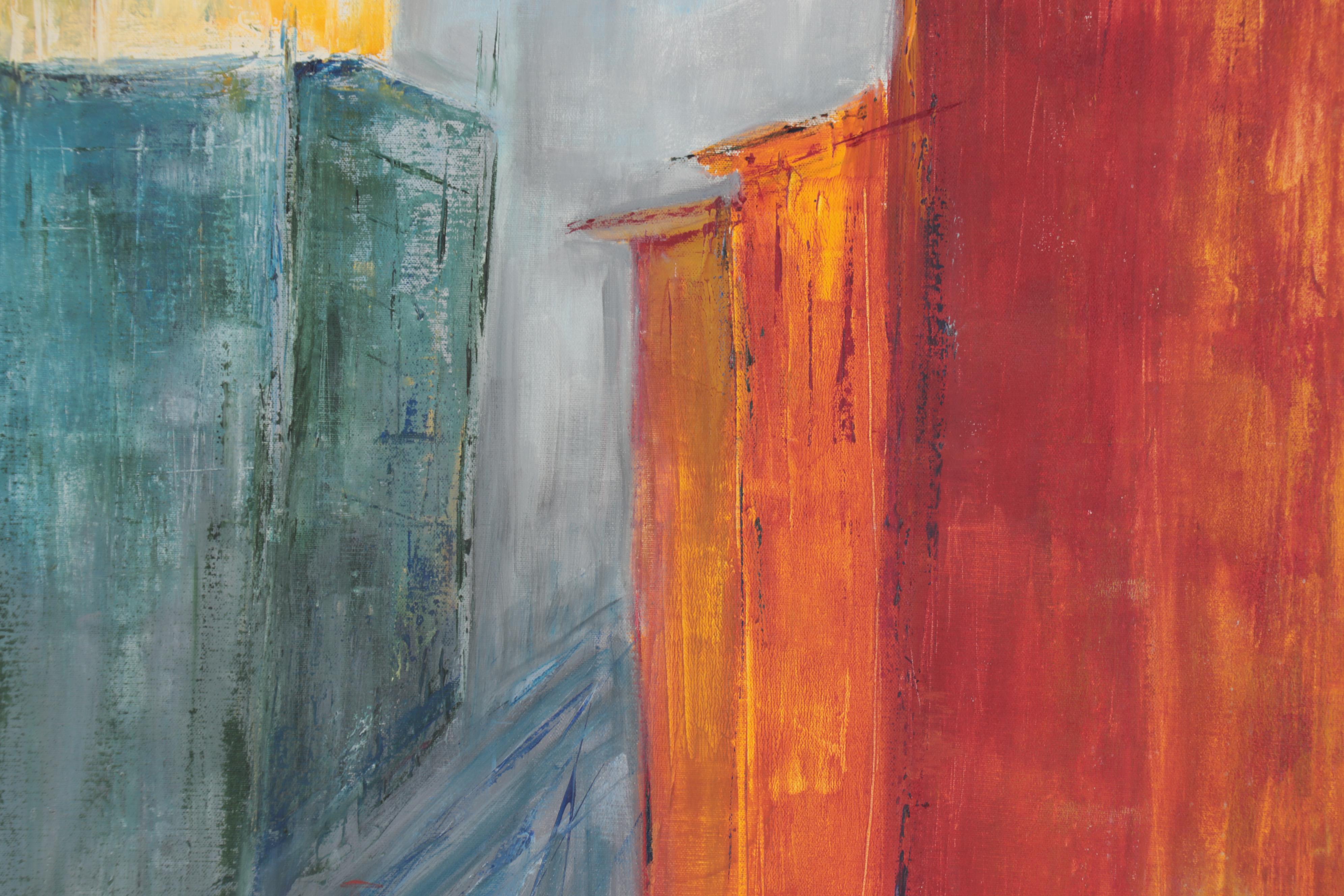 Abstract Street Scene Oil Painting, 2001