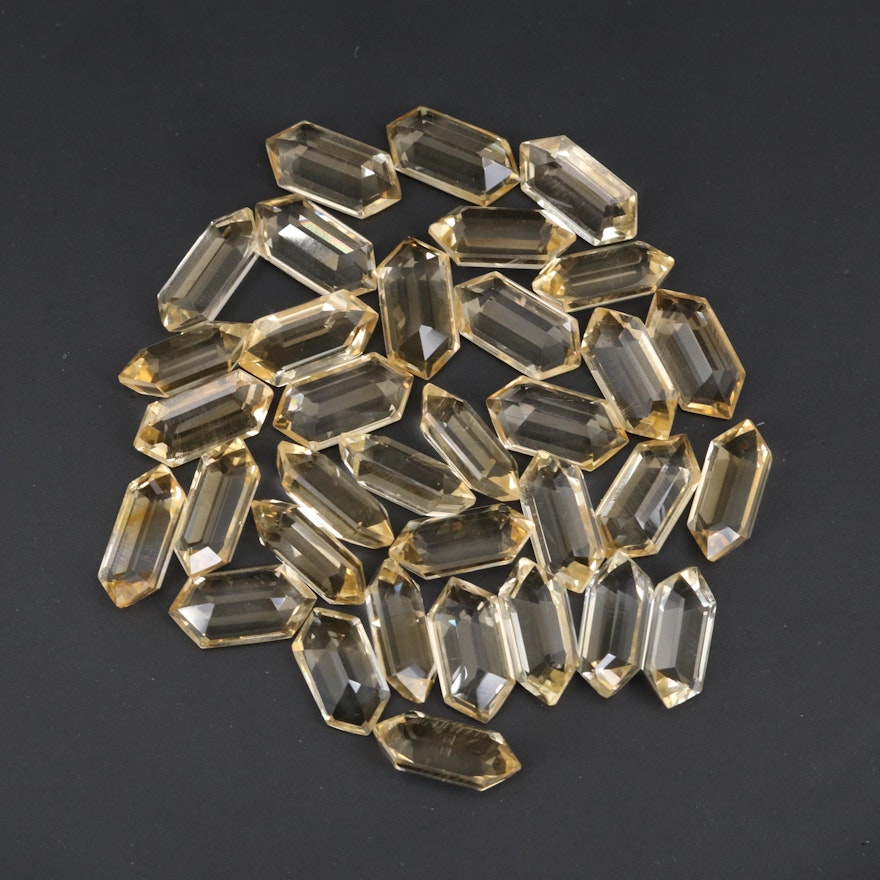 Loose 72.00 CTW Long Hexagonal Faceted Citrines