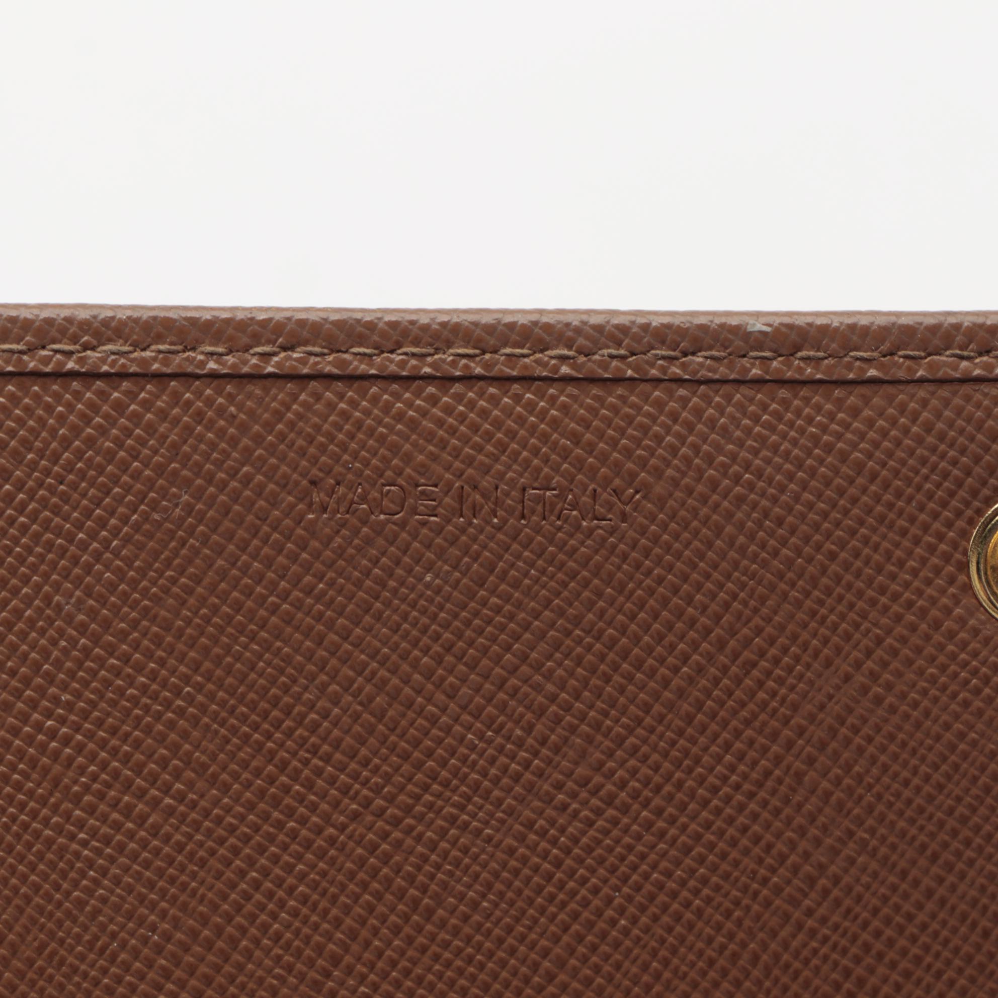 Prada Wallet on Chain in Brown Saffiano Leather