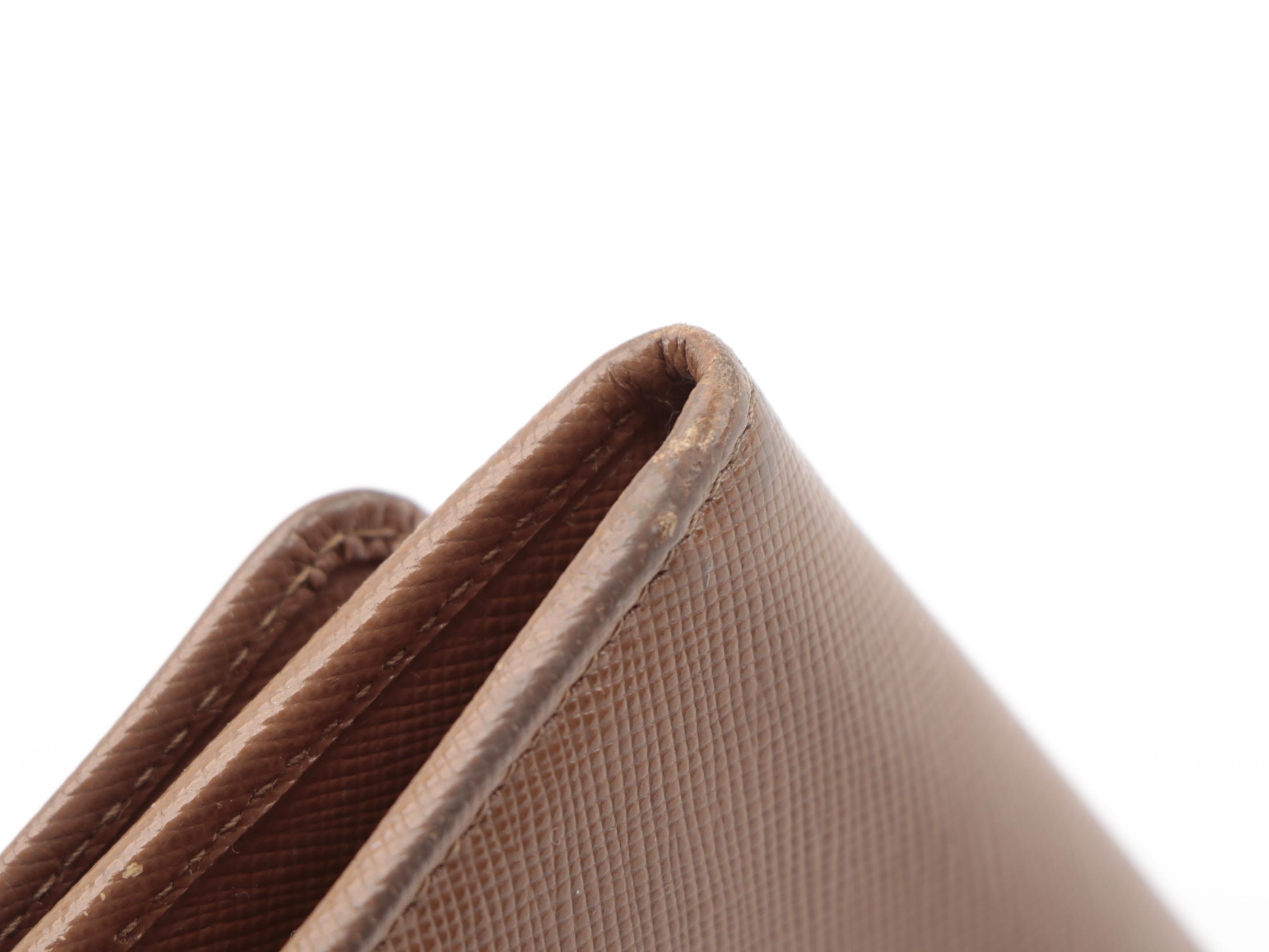 Prada Wallet on Chain in Brown Saffiano Leather