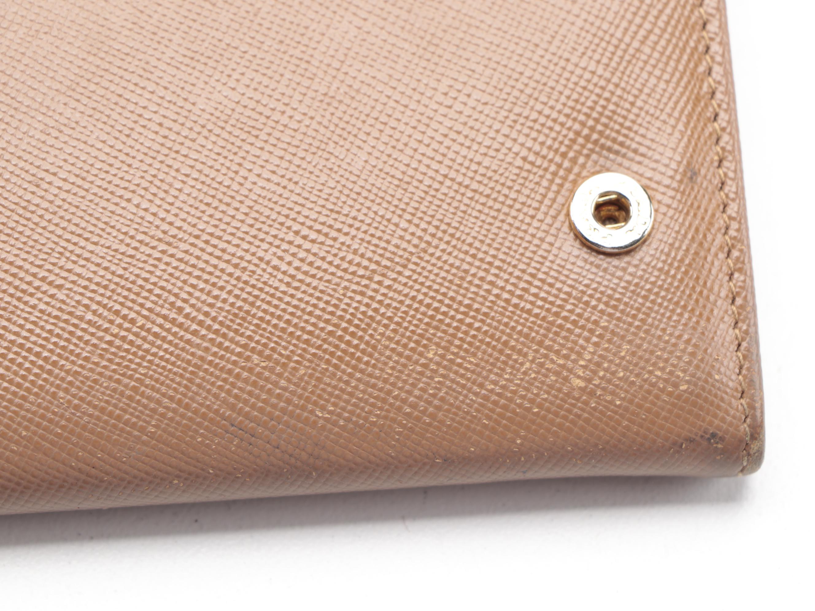 Prada Wallet on Chain in Brown Saffiano Leather